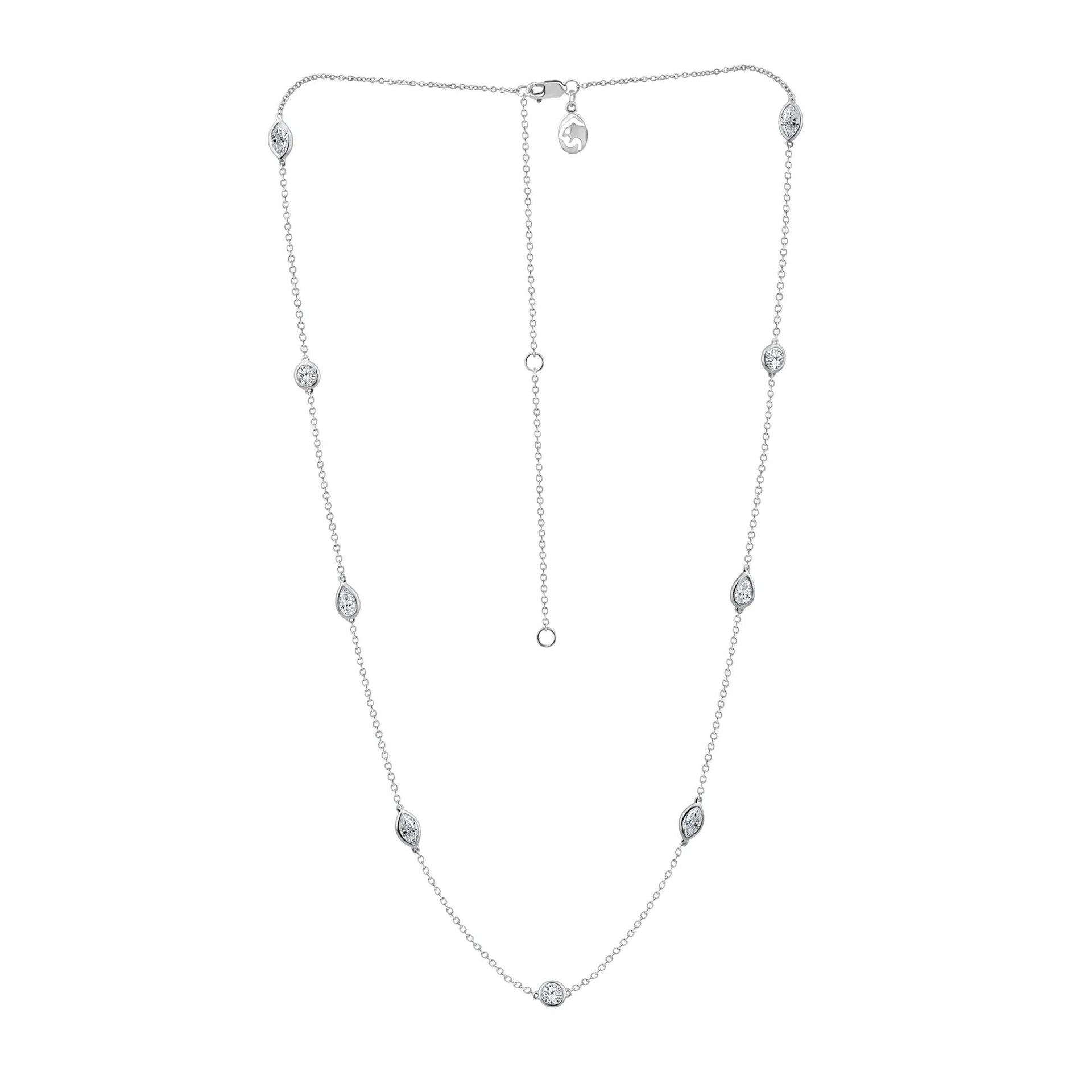 2 CT. Tw. Lab Grown Diamond Mixed Cut Station Necklace 14K White Gold Size 20"