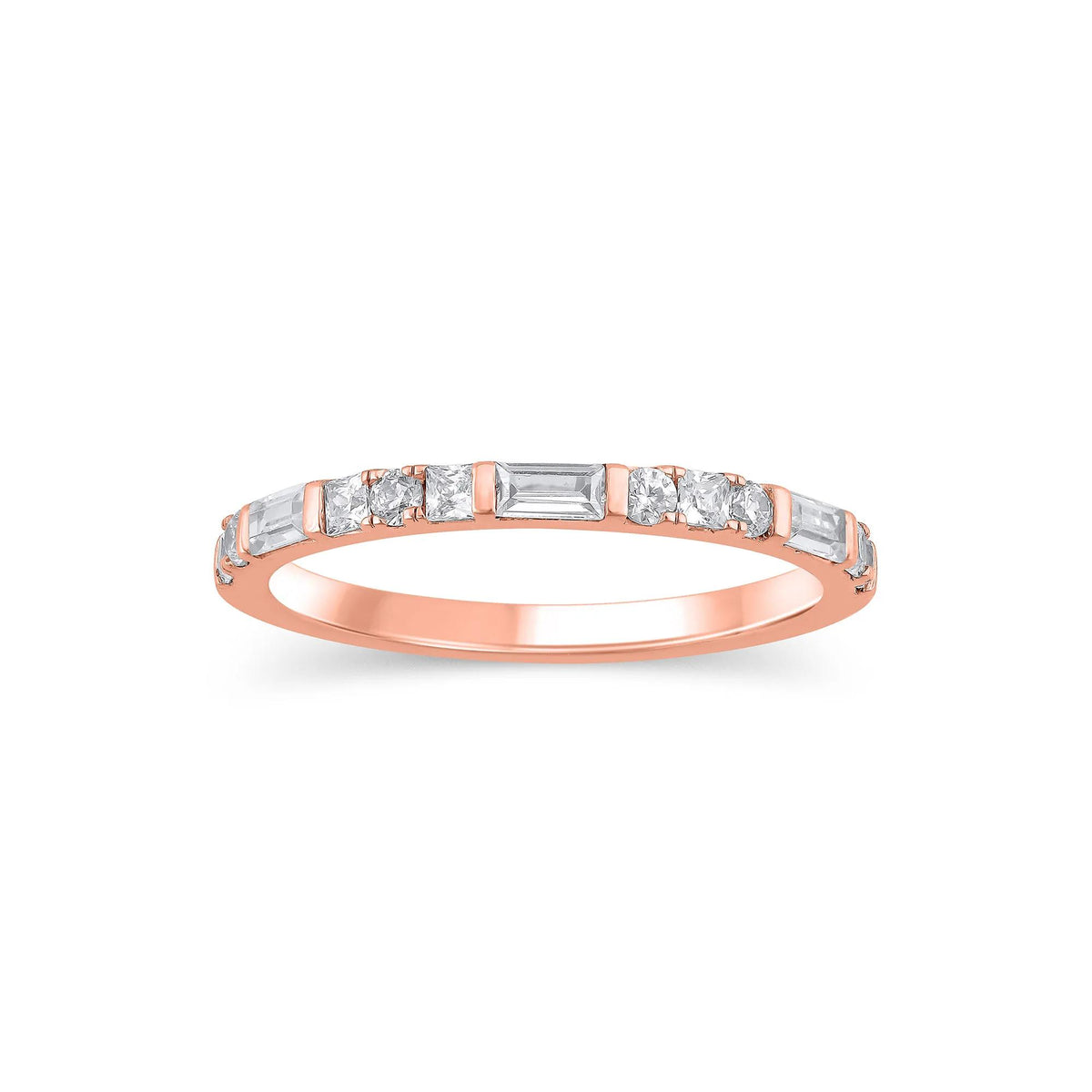 1/2 CT. Tw. Lab Grown Diamond Mixed Shape Anniversary Band Ring 10K Rose Gold Size 6.5 2mm