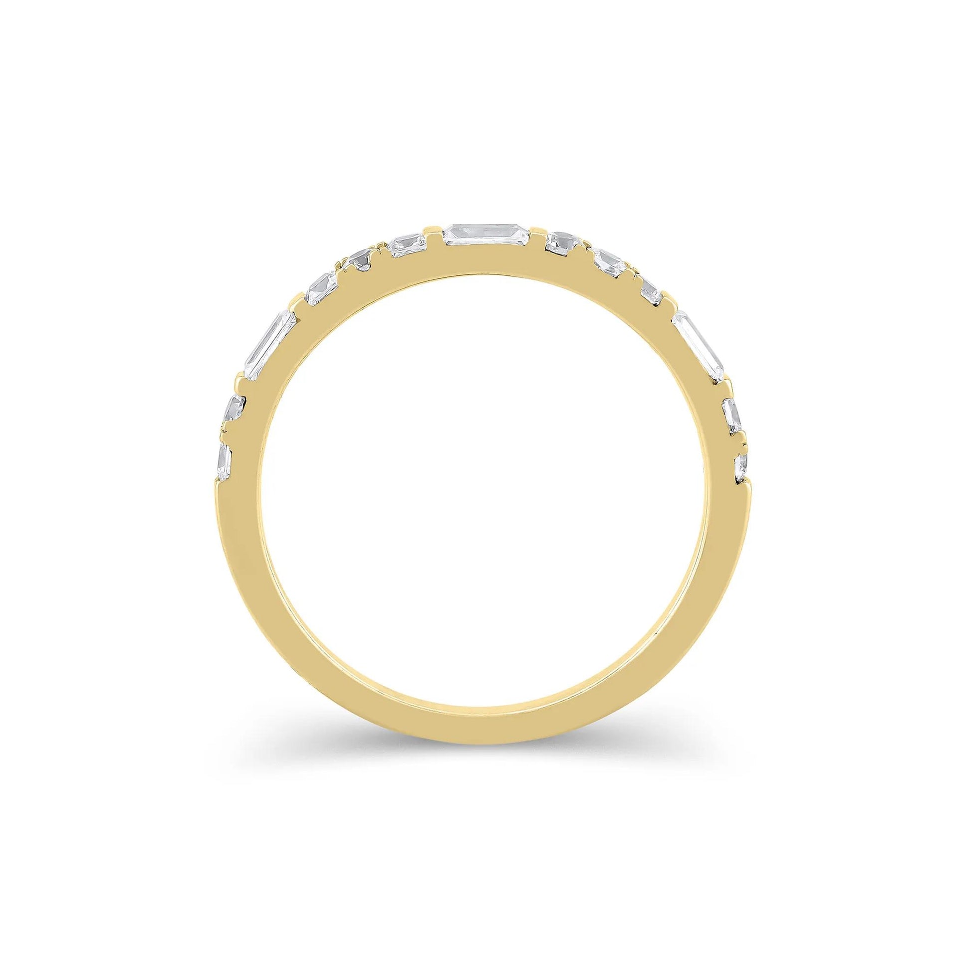 1/2 CT. Tw. Lab Grown Diamond Mixed Shape Anniversary Band Ring 10K Yellow Gold Size 5.5 2mm