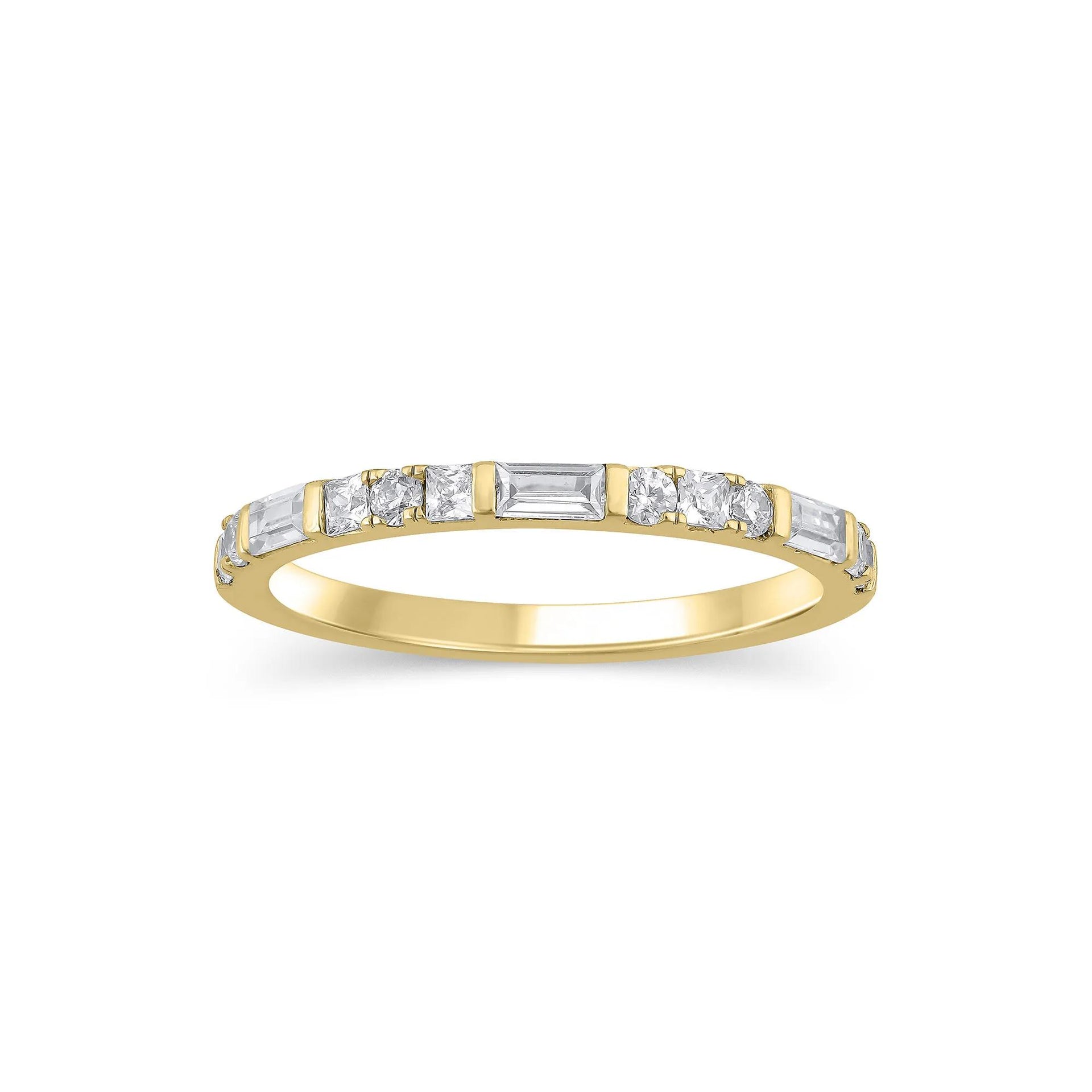 1/2 CT. Tw. Lab Grown Diamond Mixed Shape Anniversary Band Ring 10K Yellow Gold Size 5 2mm