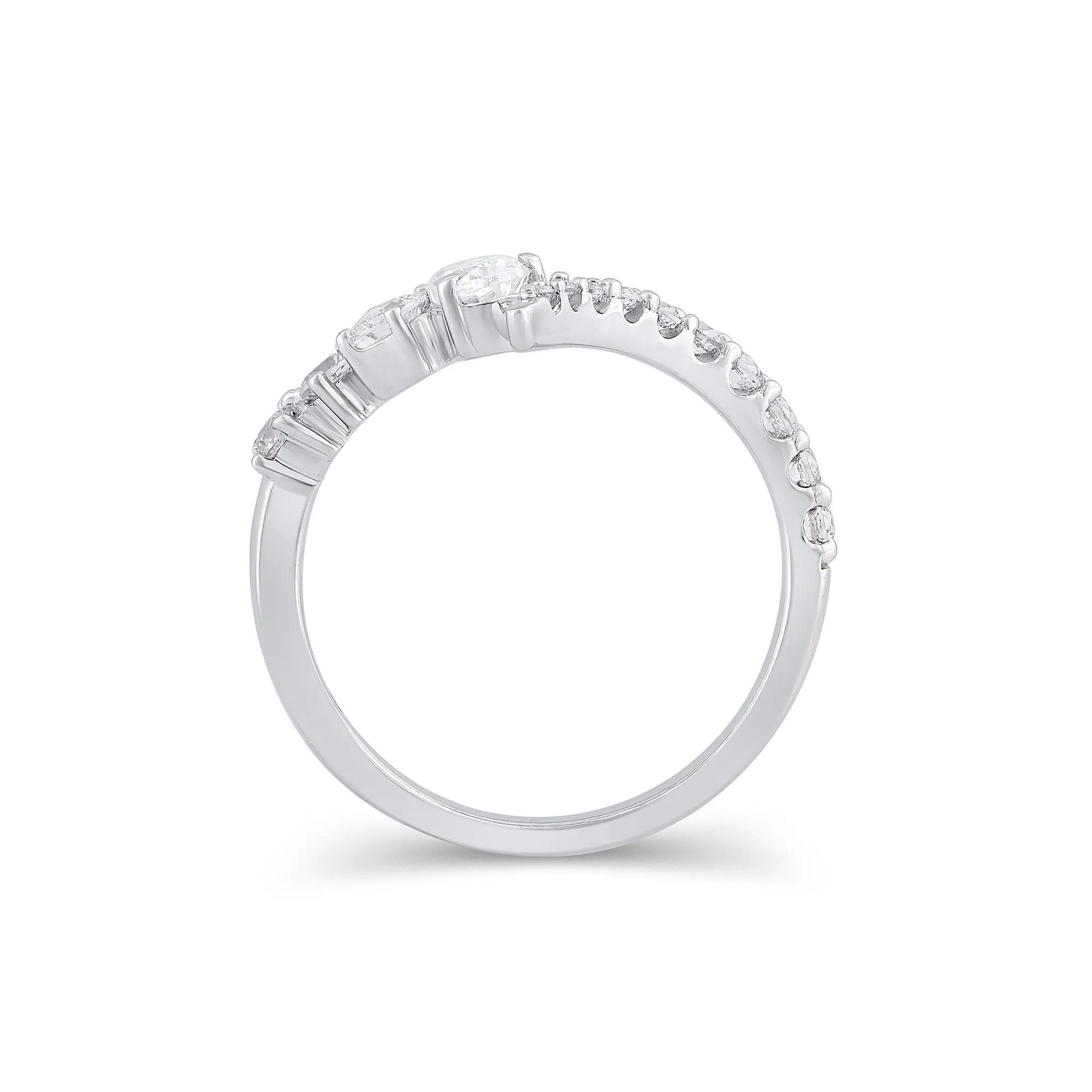 3/4 CT. Tw. Lab Grown Diamond Mixed-Shape Contour Band Ring 14K White Gold Size 5.5 9.5mm