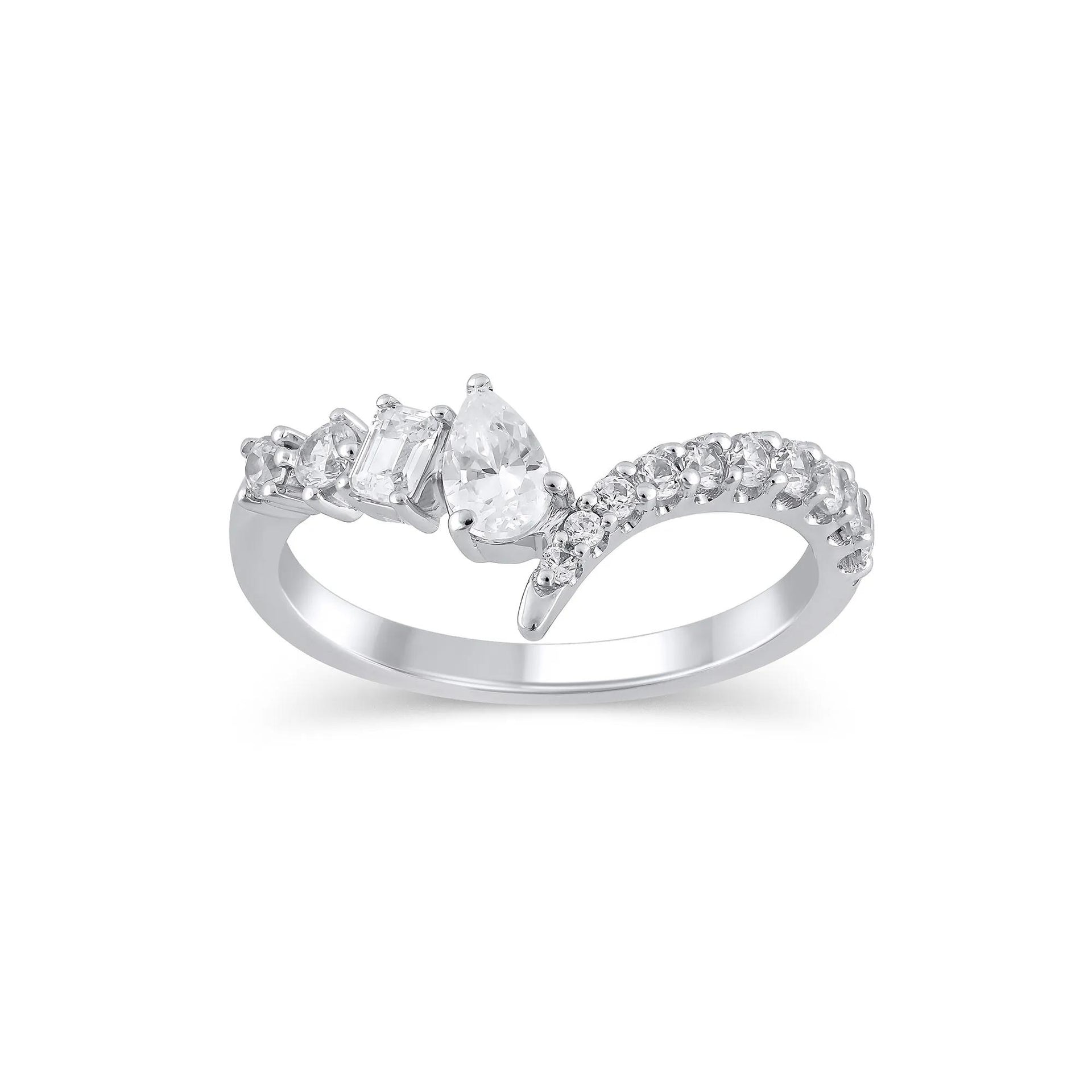 3/4 CT. Tw. Lab Grown Diamond Mixed-Shape Contour Band Ring 14K White Gold Size 5.5 9.5mm