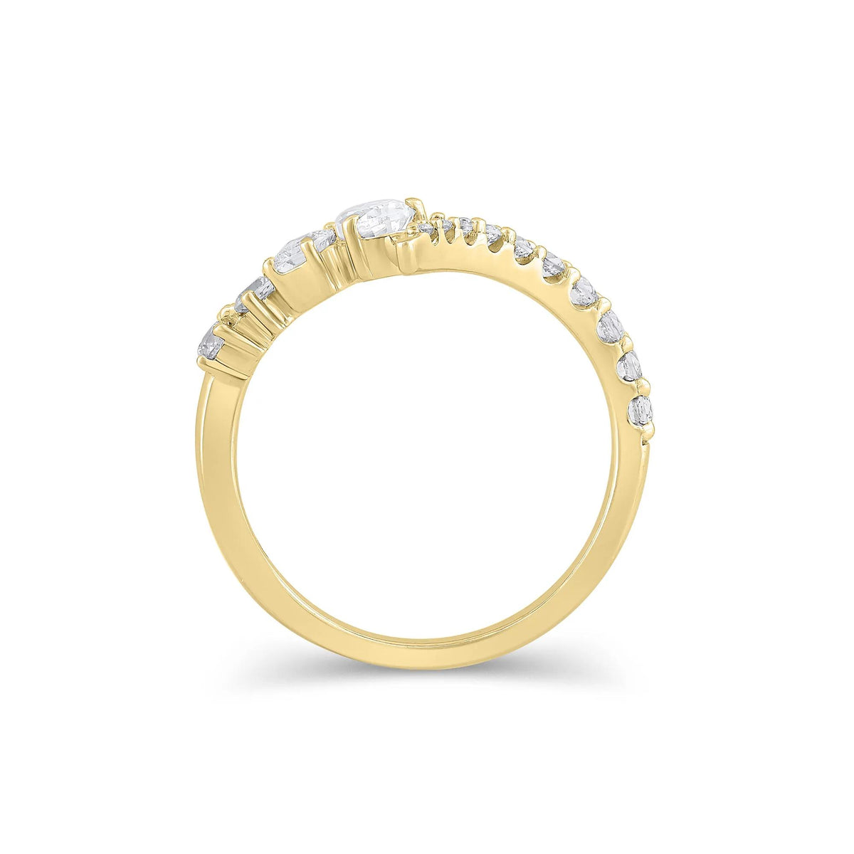 3/4 CT. Tw. Lab Grown Diamond Mixed-Shape Contour Band Ring 14K Yellow Gold Size 9.5 9.5mm