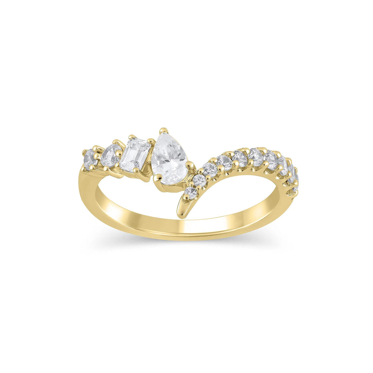 3/4 CT. Tw. Lab Grown Diamond Mixed-Shape Contour Band Ring 14K Yellow Gold Size 9.5 9.5mm