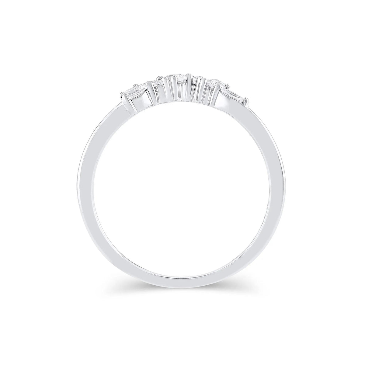 1/3 CT. Tw. Lab Grown Diamond Mixed-Shape Contour Band Ring 14K White Gold Size 5 6.5mm