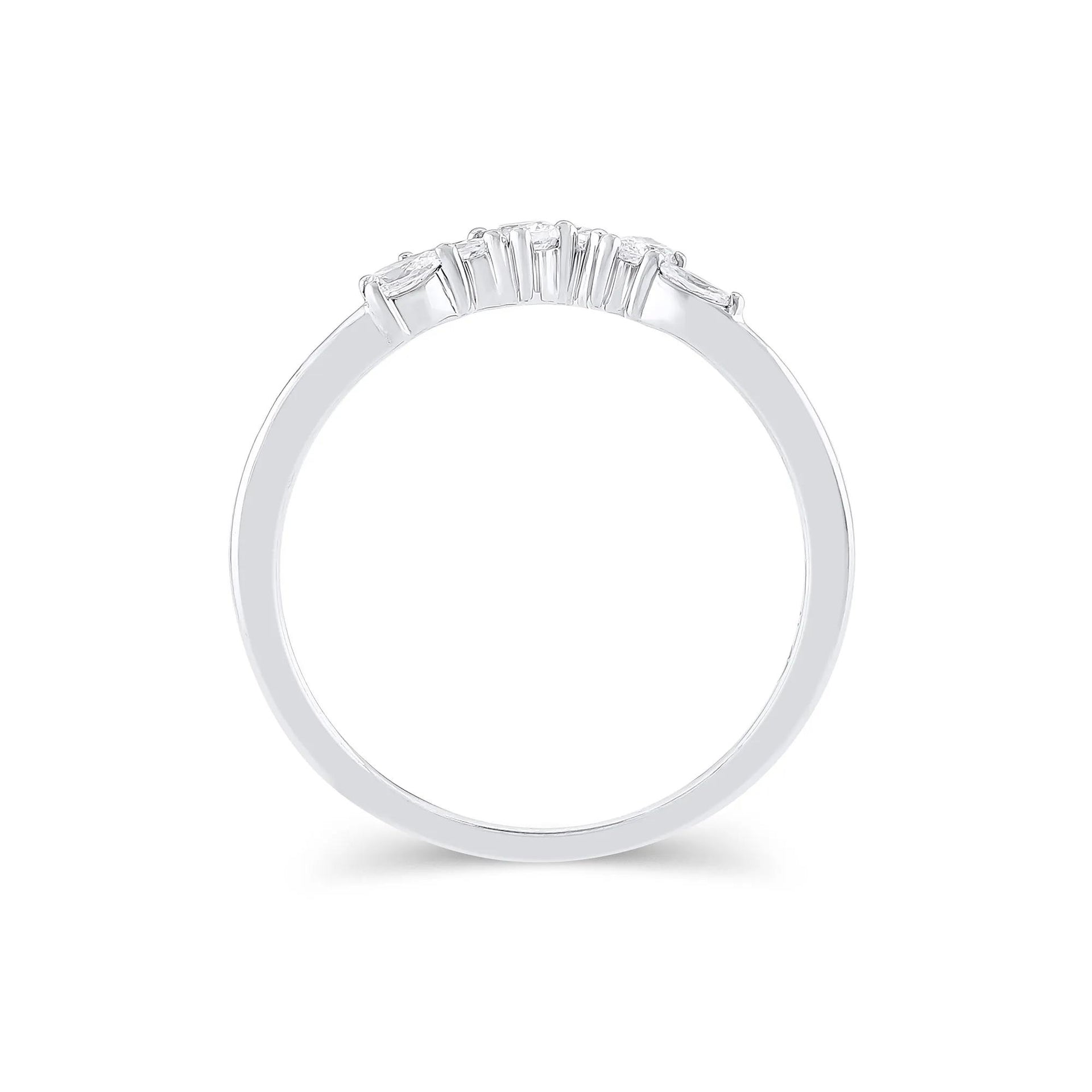 1/3 CT. Tw. Lab Grown Diamond Mixed-Shape Contour Band Ring 14K White Gold Size 8.5 6.5mm