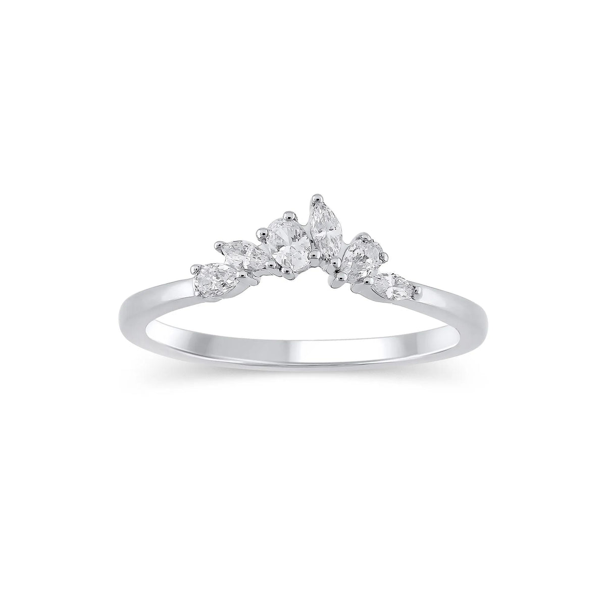 1/3 CT. Tw. Lab Grown Diamond Mixed-Shape Contour Band Ring 14K White Gold Size 5 6.5mm