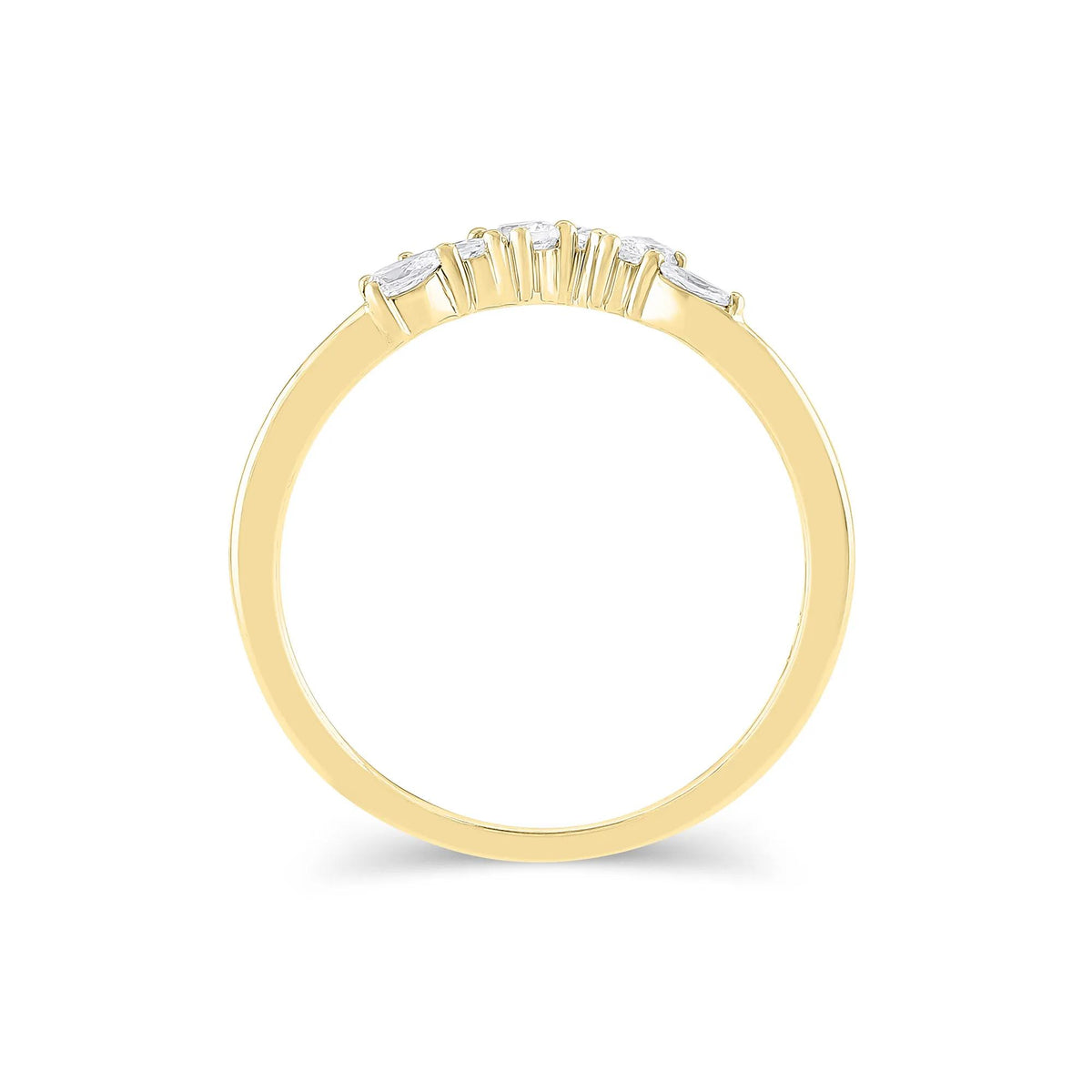 1/3 CT. Tw. Lab Grown Diamond Mixed-Shape Contour Band Ring 14K Yellow Gold Size 7.5 6.5mm
