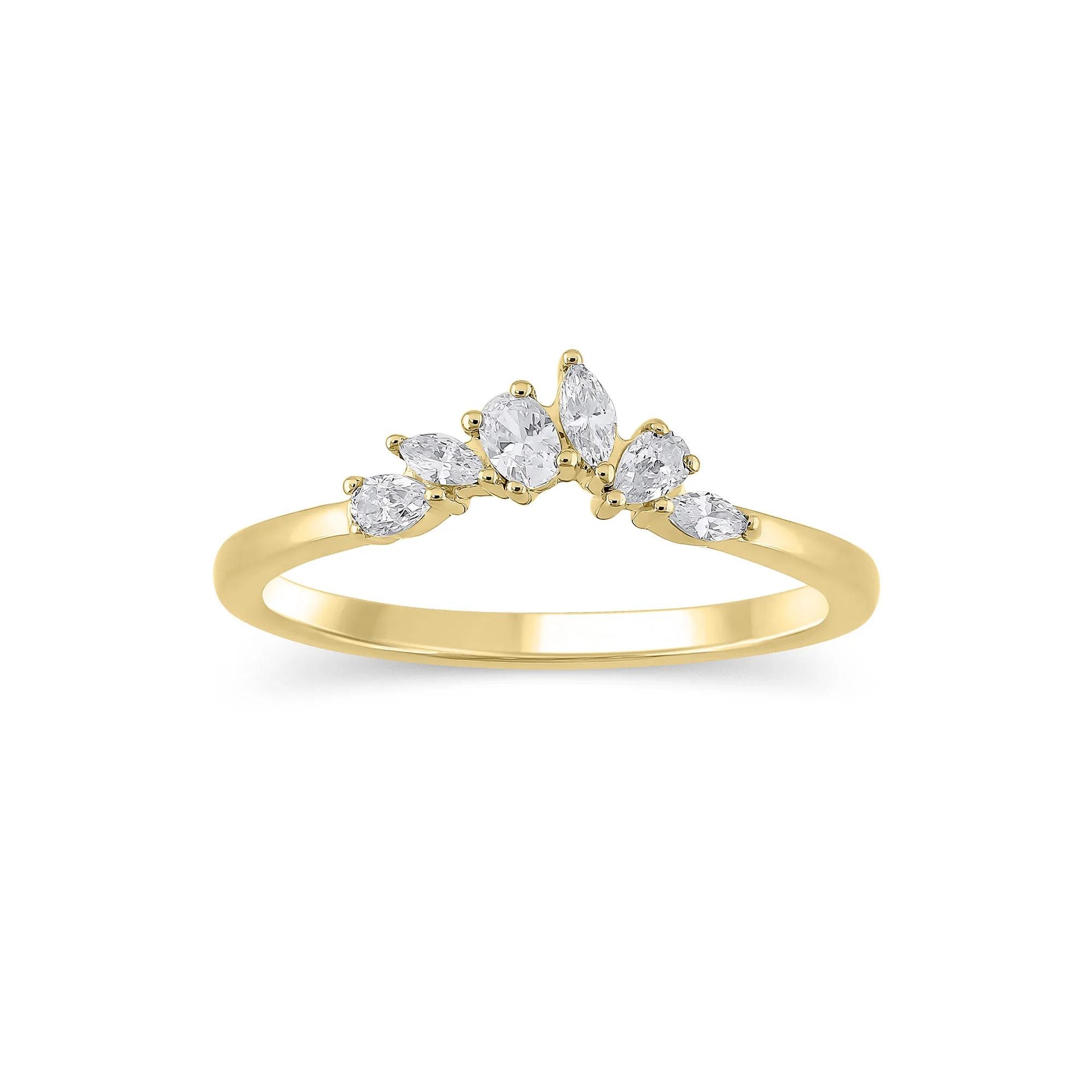 1/3 CT. Tw. Lab Grown Diamond Mixed-Shape Contour Band Ring 14K Yellow Gold Size 7 6.5mm