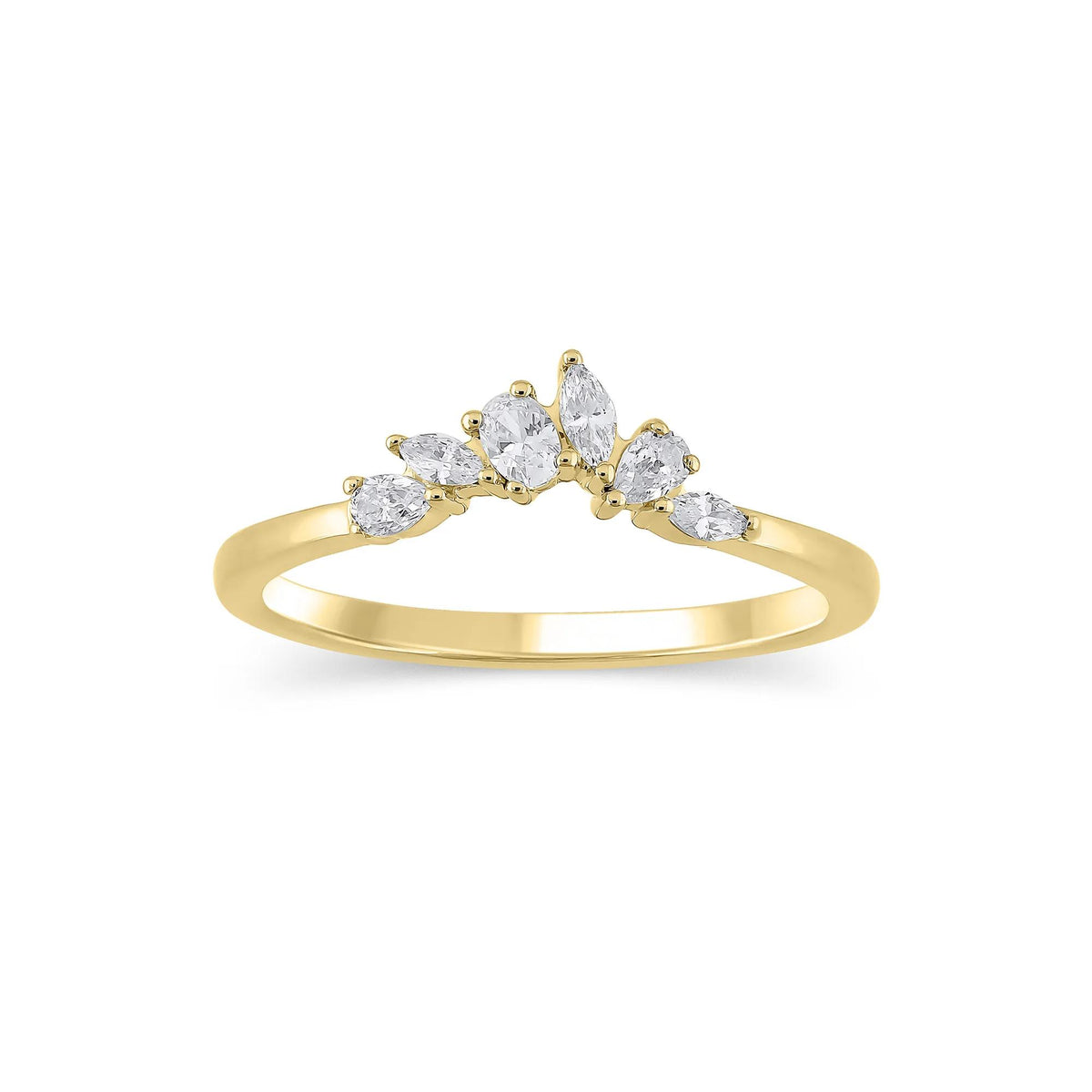 1/3 CT. Tw. Lab Grown Diamond Mixed-Shape Contour Band Ring 14K Yellow Gold Size 7.5 6.5mm