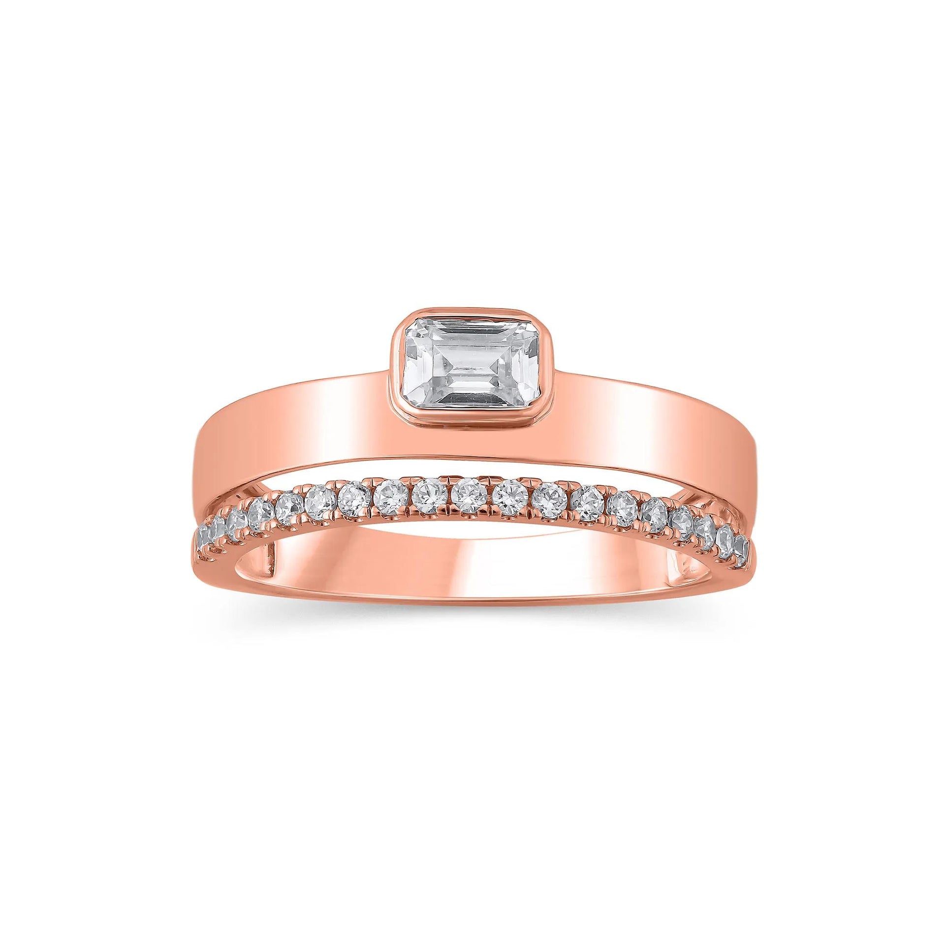 1/2 CT. Tw. Lab Grown Diamond Multi-Row Anniversary Band Ring 10K Rose Gold Size 8 7mm