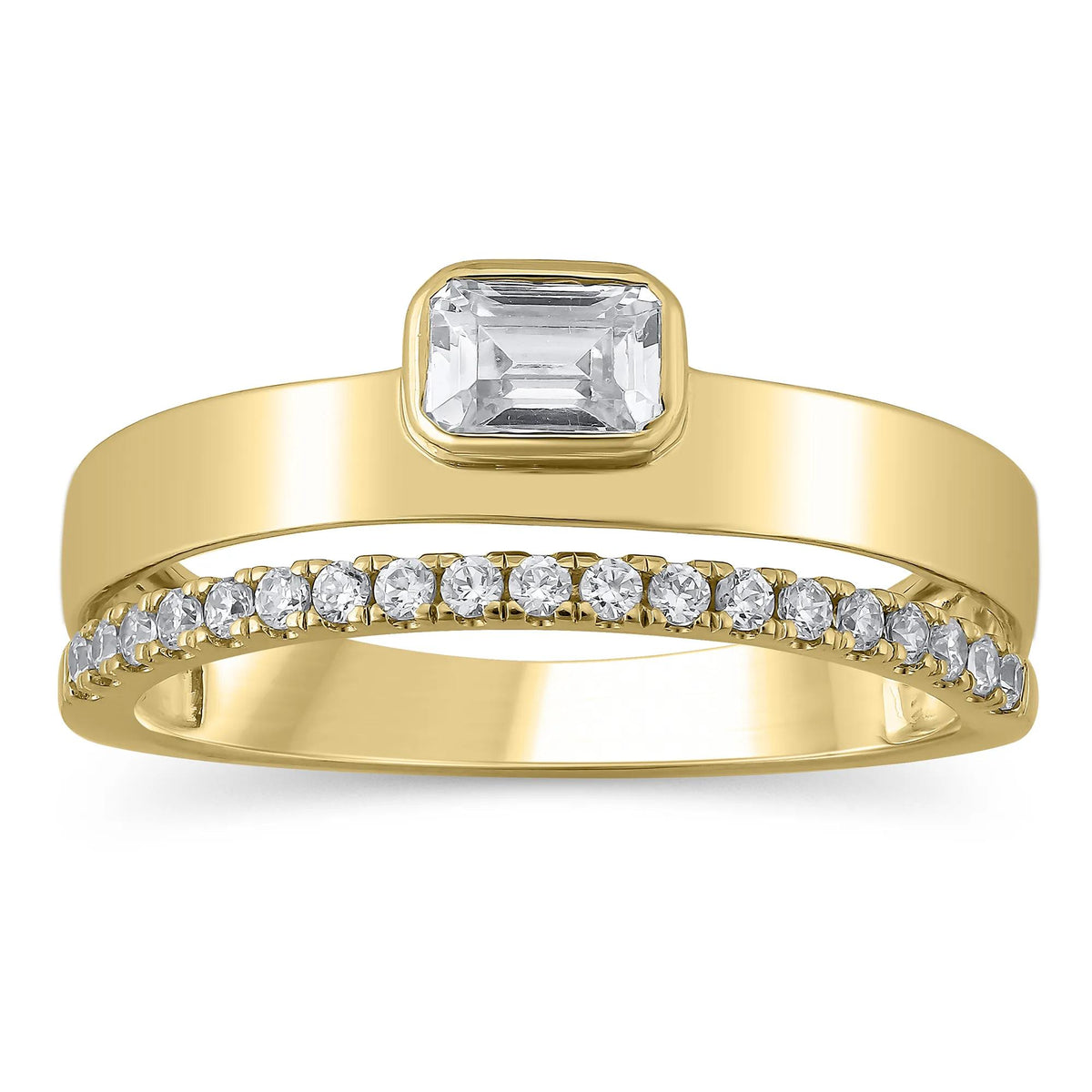 1/2 CT. Tw. Lab Grown Diamond Multi-Row Anniversary Band Ring 10K Yellow Gold Size 7.5 7mm