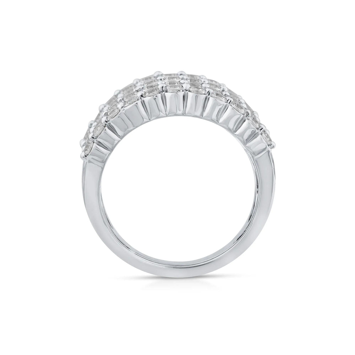 3 CT. Tw. Lab Grown Diamond Multi-Row Anniversary Band Ring 10K White Gold Round Brilliant Cut Size 9