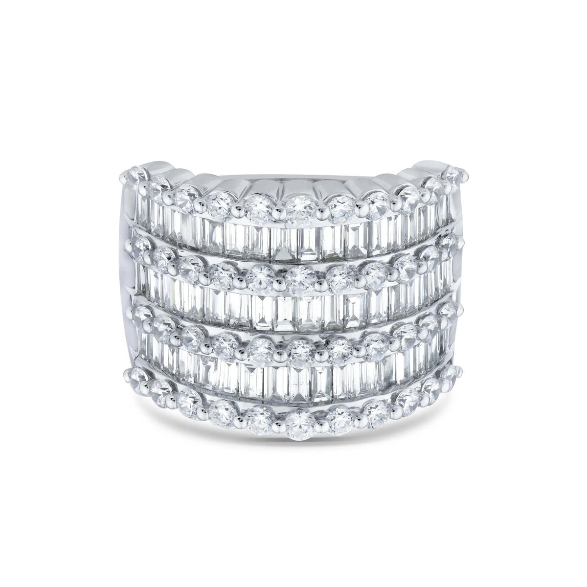 3 CT. Tw. Lab Grown Diamond Multi-Row Anniversary Band Ring 10K White Gold Round Brilliant Cut Size 9