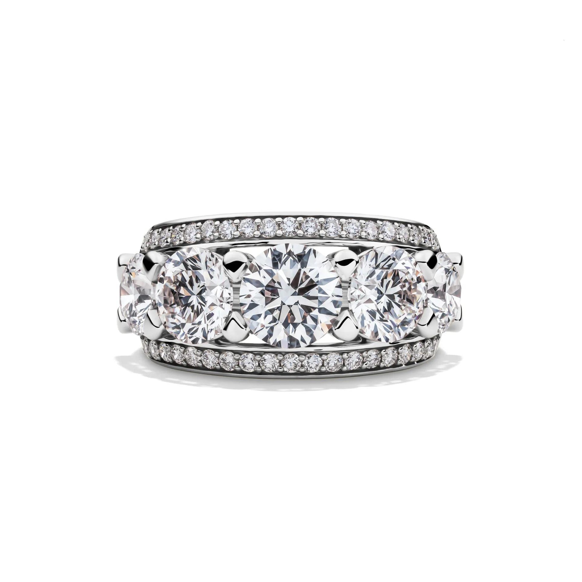 6 CT. Tw. Lab Grown Diamond Multi-Row Anniversary Band Ring 14K White Gold Size 6.5
