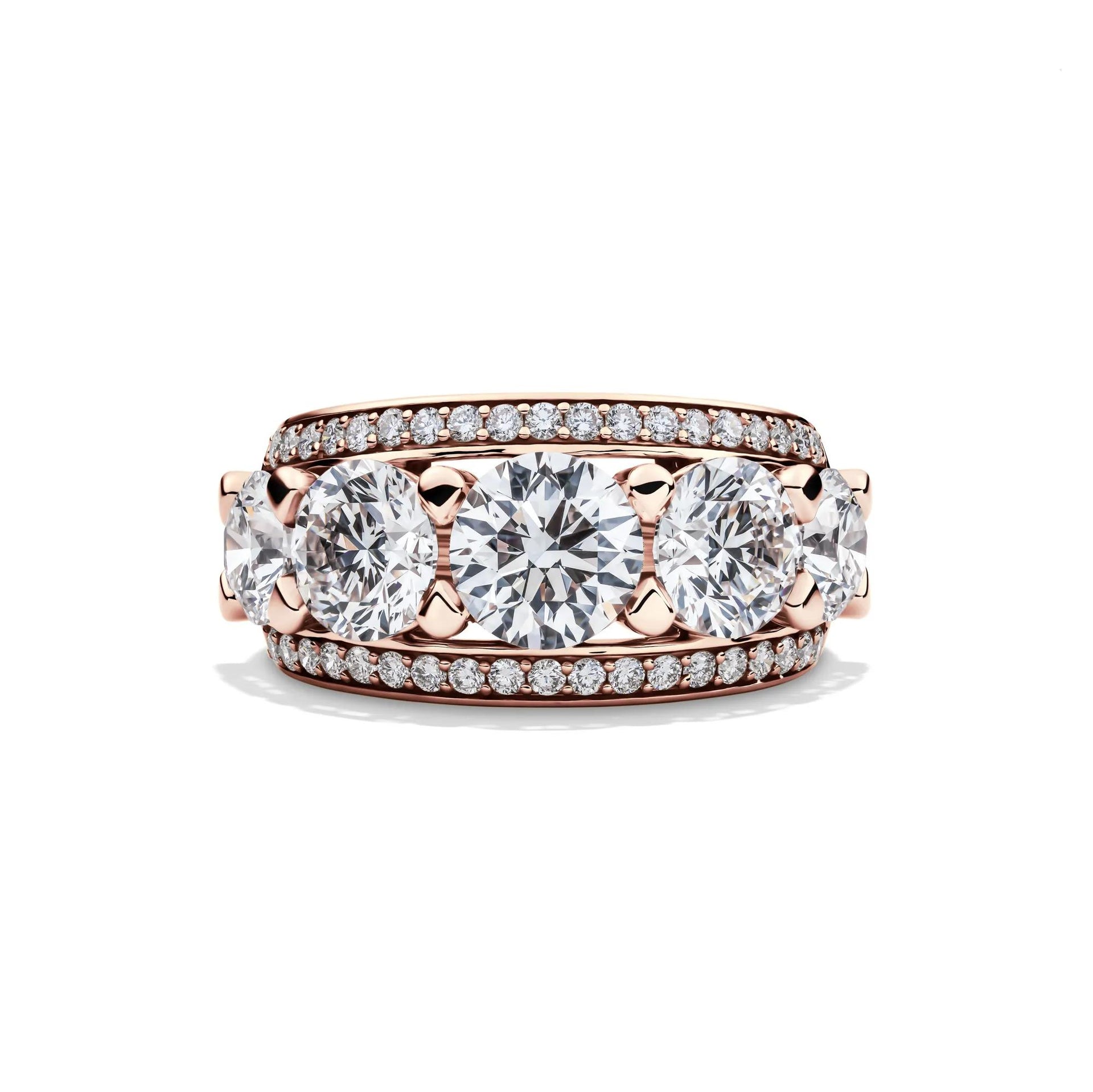 6 CT. Tw. Lab Grown Diamond Multi-Row Anniversary Band Ring 14K Rose Gold Size 7
