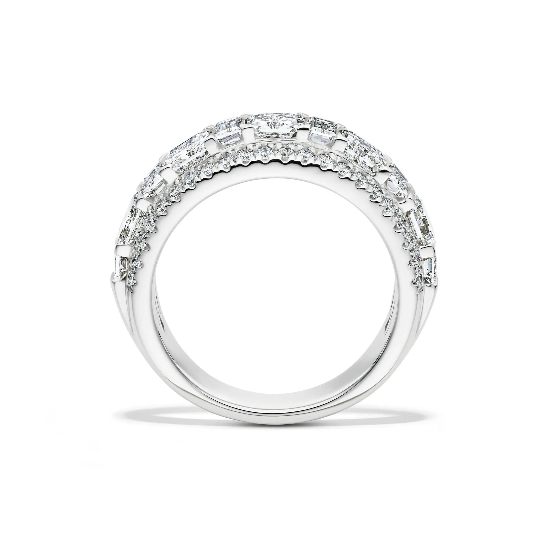 3 CT. Tw. Lab Grown Diamond Multi-Row Anniversary Band Ring 14K White Gold Size 8 7mm