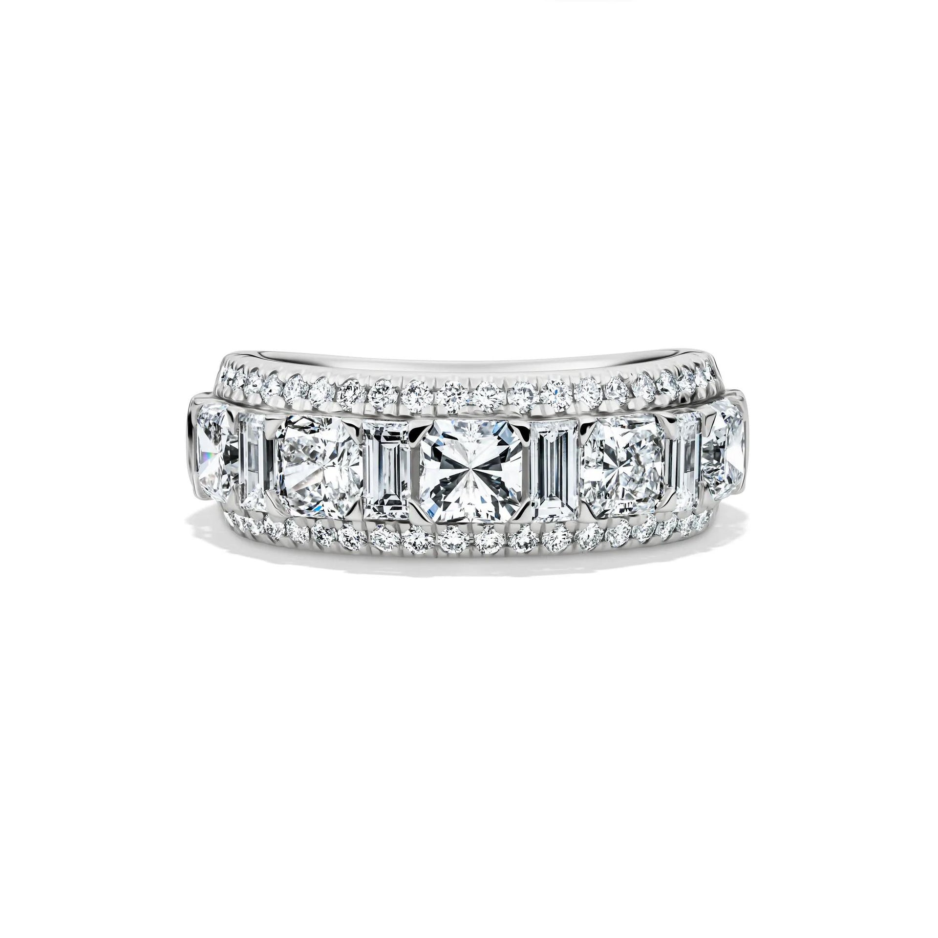 3 CT. Tw. Lab Grown Diamond Multi-Row Anniversary Band Ring 14K White Gold Size 8 7mm