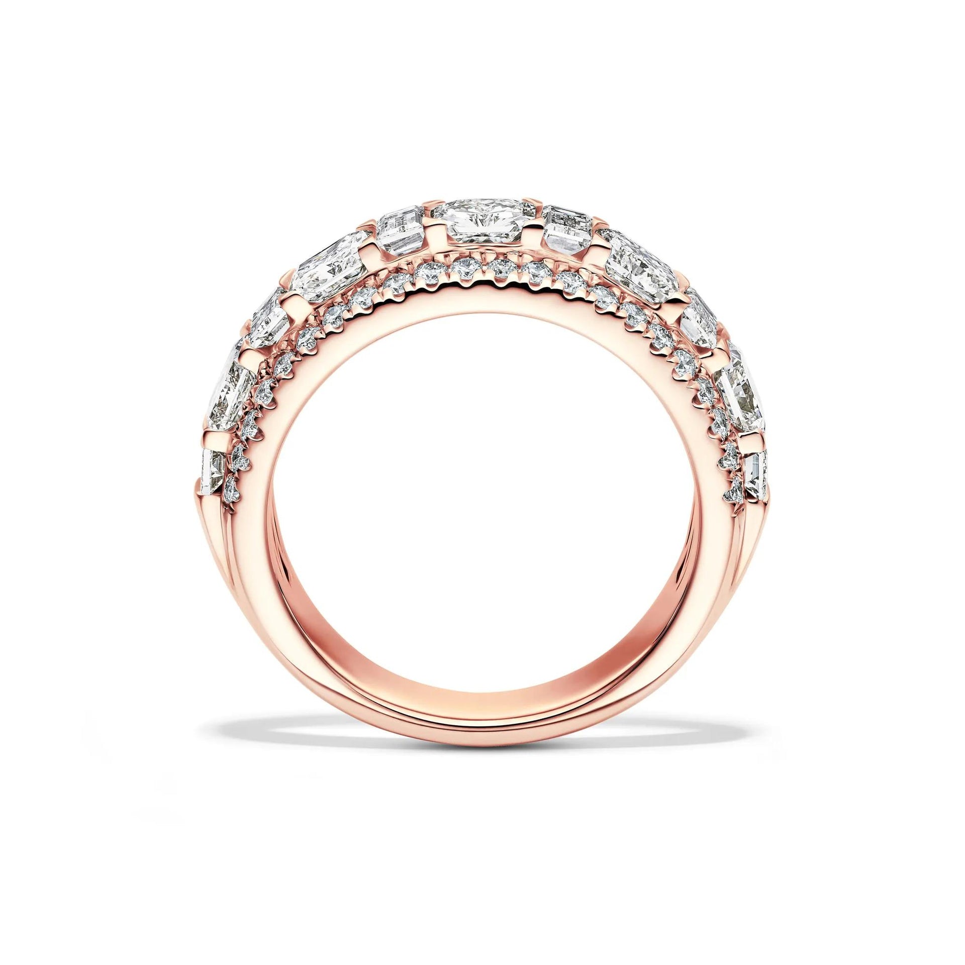 3 CT. Tw. Lab Grown Diamond Multi-Row Anniversary Band Ring 14K Rose Gold Size 8.5 7mm