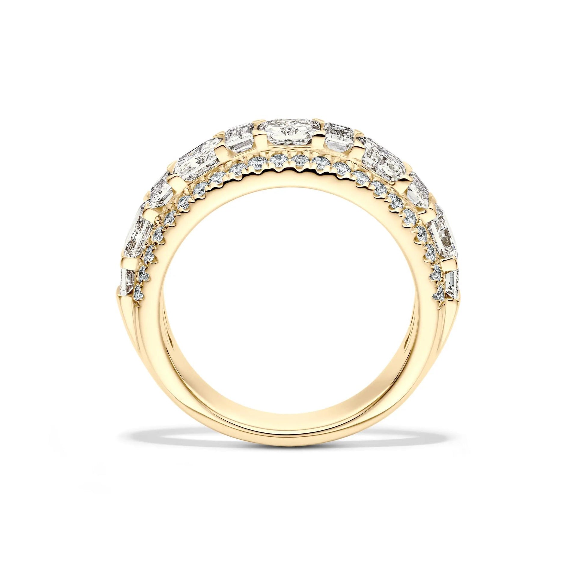 3 CT. Tw. Lab Grown Diamond Multi-Row Anniversary Band Ring 14K Yellow Gold Size 4.5 7mm