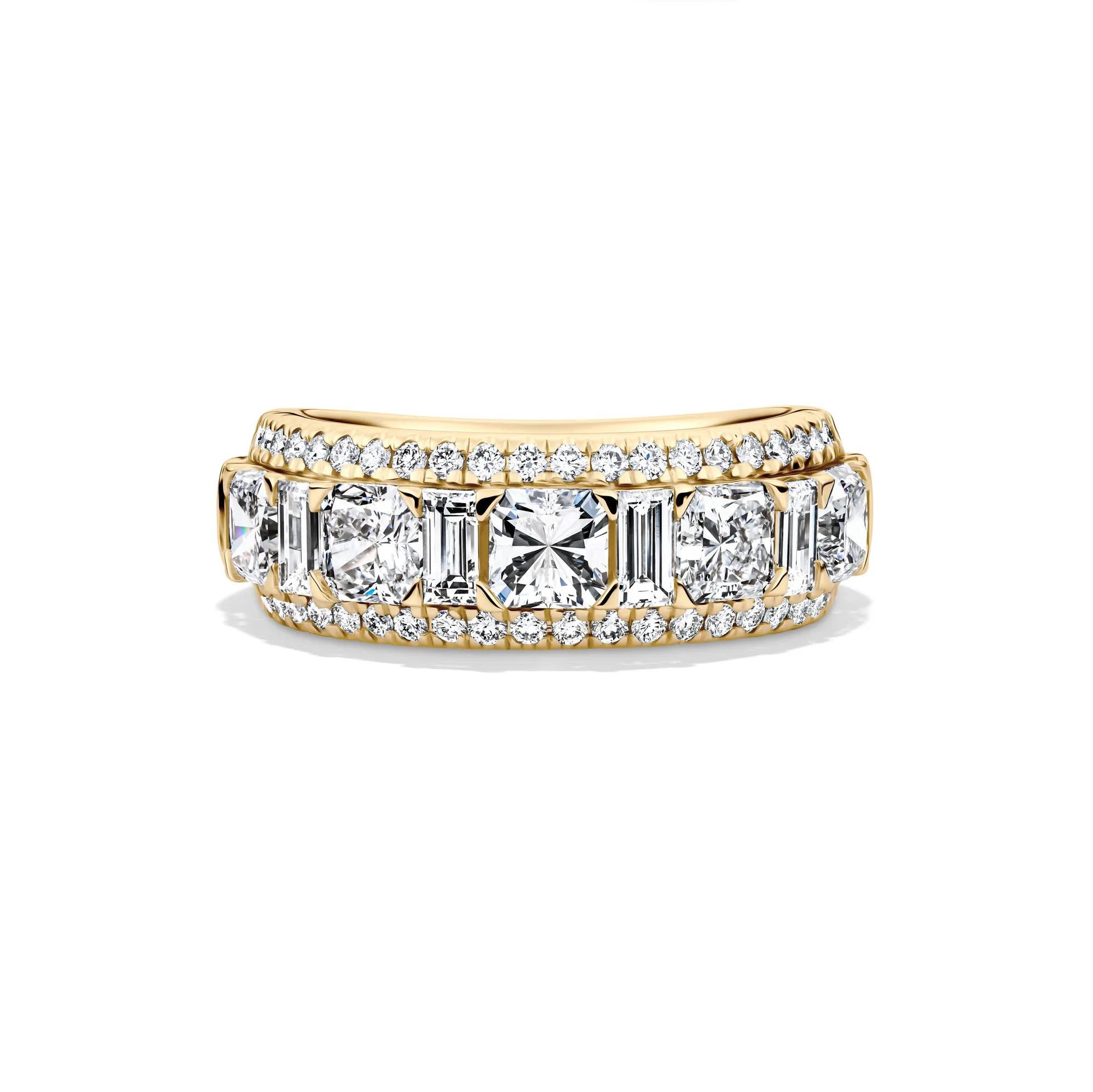 3 CT. Tw. Lab Grown Diamond Multi-Row Anniversary Band Ring 14K Yellow Gold Size 4.5 7mm