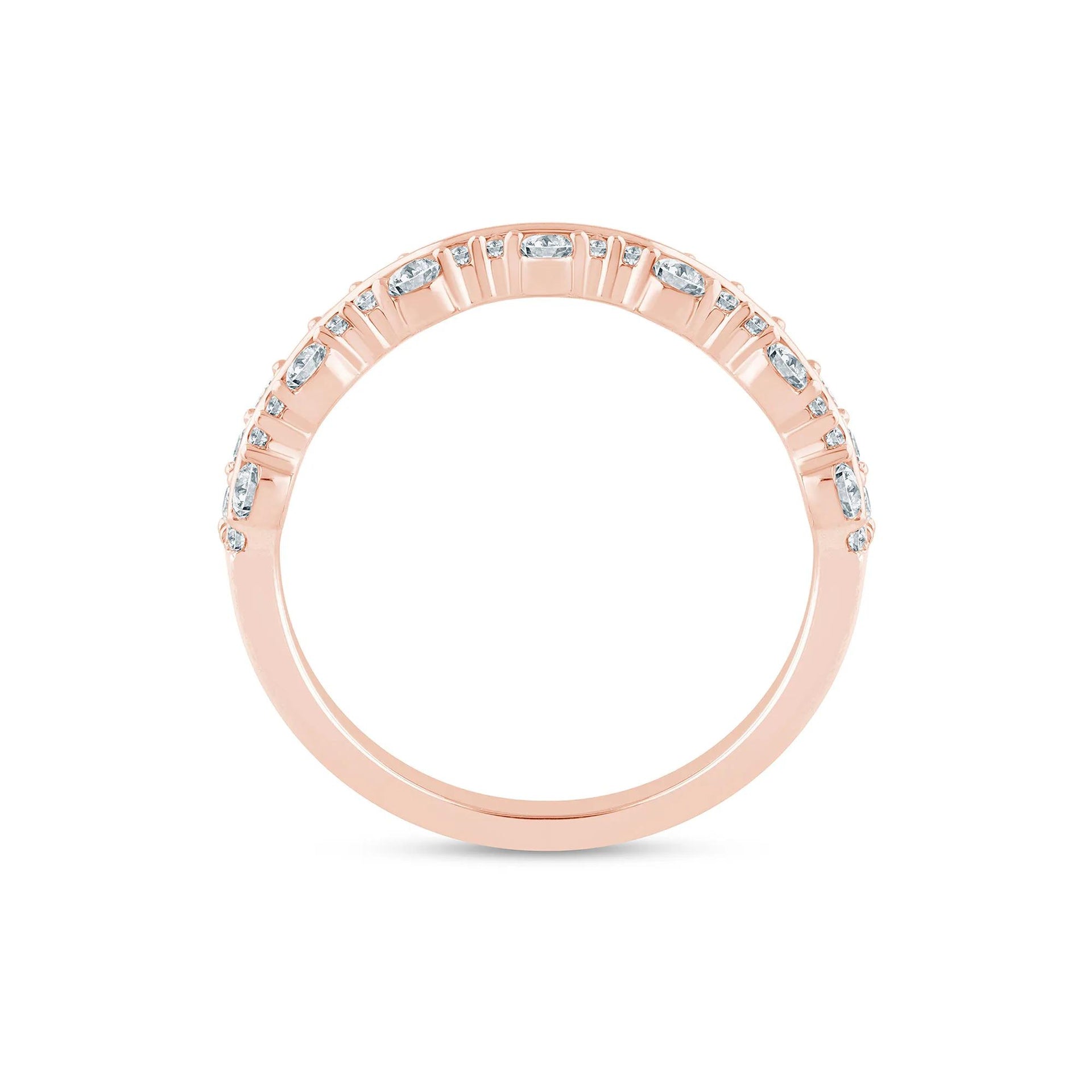 5/8 CT. Tw. Lab Grown Diamond Multi-Row Anniversary Band Ring 14K Rose Gold Size 8 2.5mm