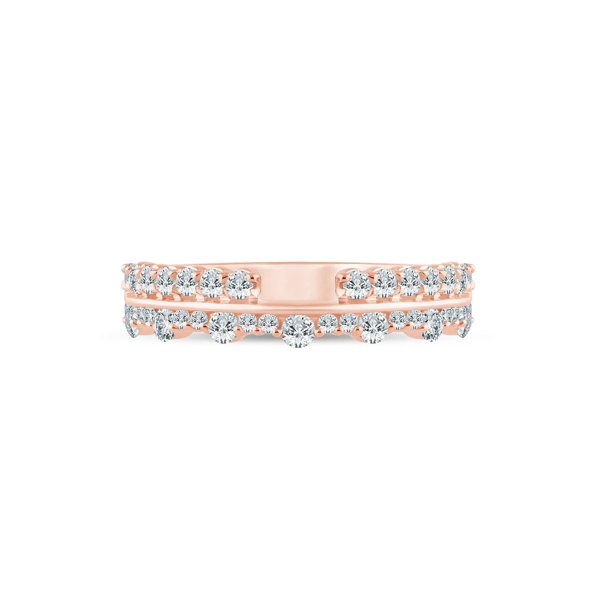 5/8 CT. Tw. Lab Grown Diamond Multi-Row Anniversary Band Ring 14K Rose Gold Size 8 2.5mm