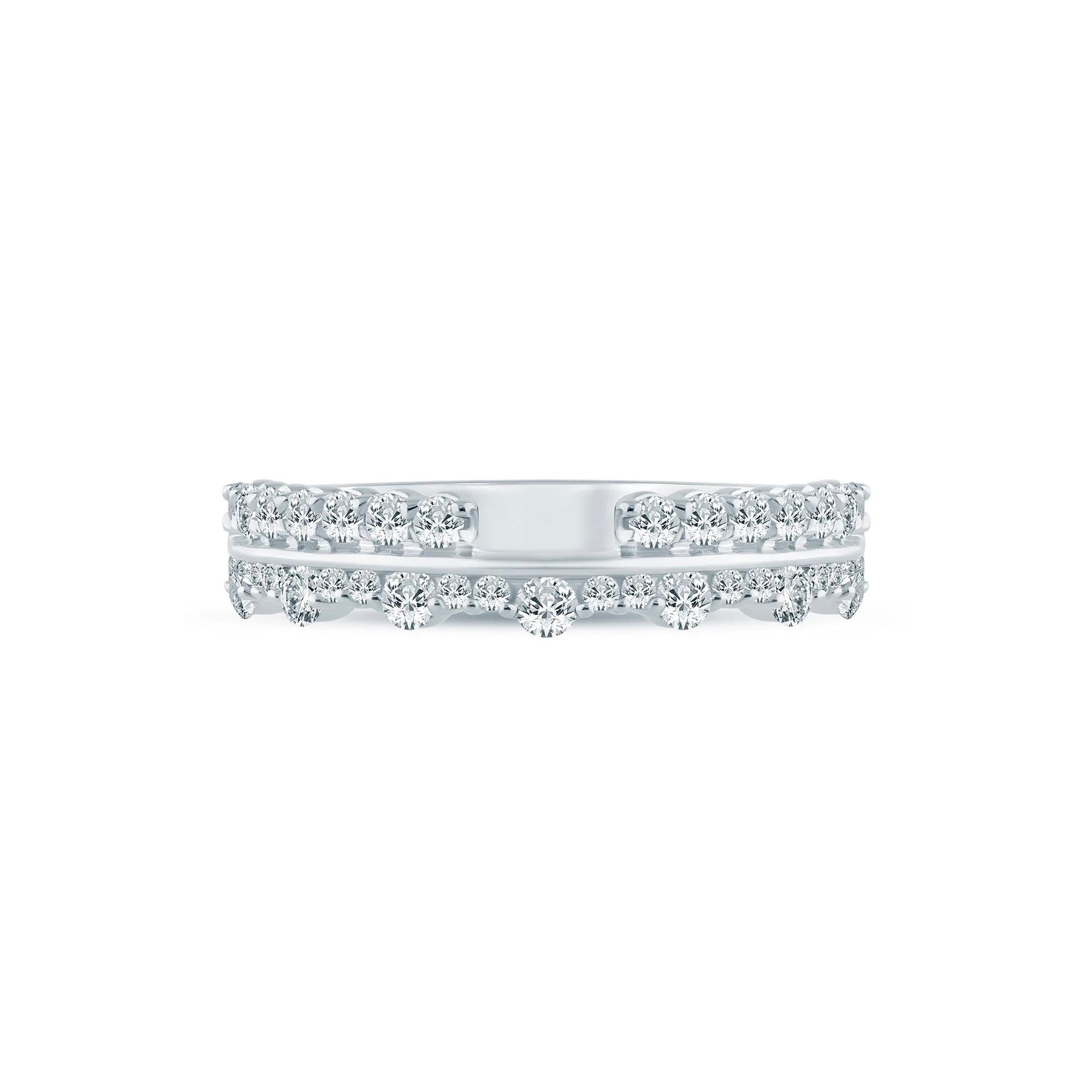 5/8 CT. Tw. Lab Grown Diamond Multi-Row Anniversary Band Ring 14K White Gold Size 5 2.5mm