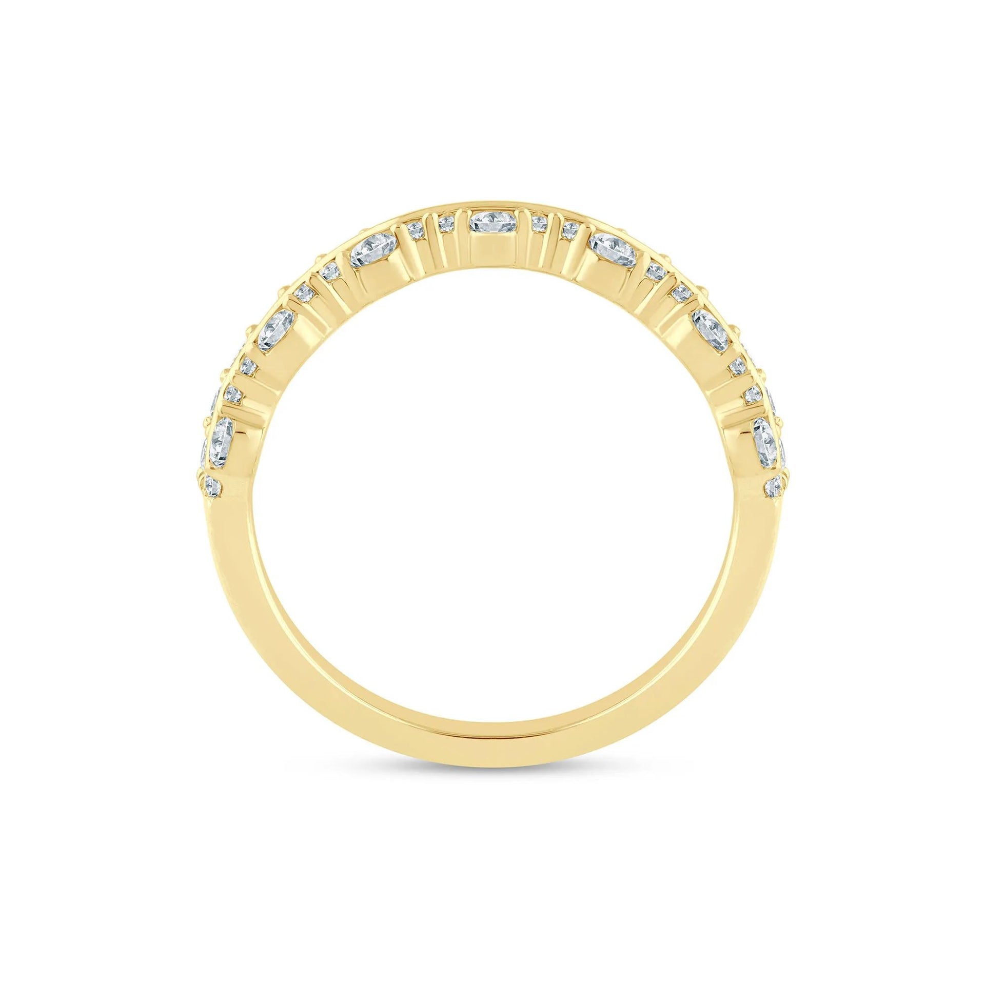 5/8 CT. Tw. Lab Grown Diamond Multi-Row Anniversary Band Ring 14K Yellow Gold Size 6.5 2.5mm