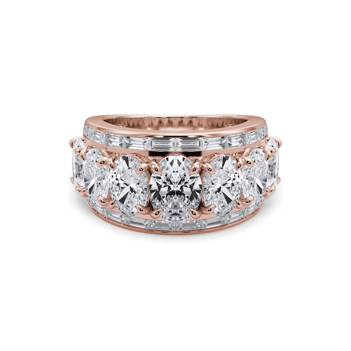 6 CT. Tw. Lab Grown Diamond Multi-Row Anniversary Band Ring 14K Rose Gold Size 5