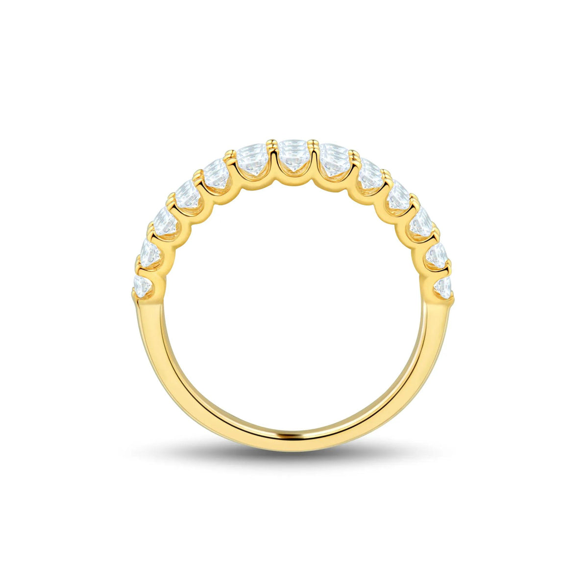 1 CT. Tw. Lab Grown Diamond Multi-Row Band Ring 10K Yellow Gold Round Brilliant Cut Size 6 1mm