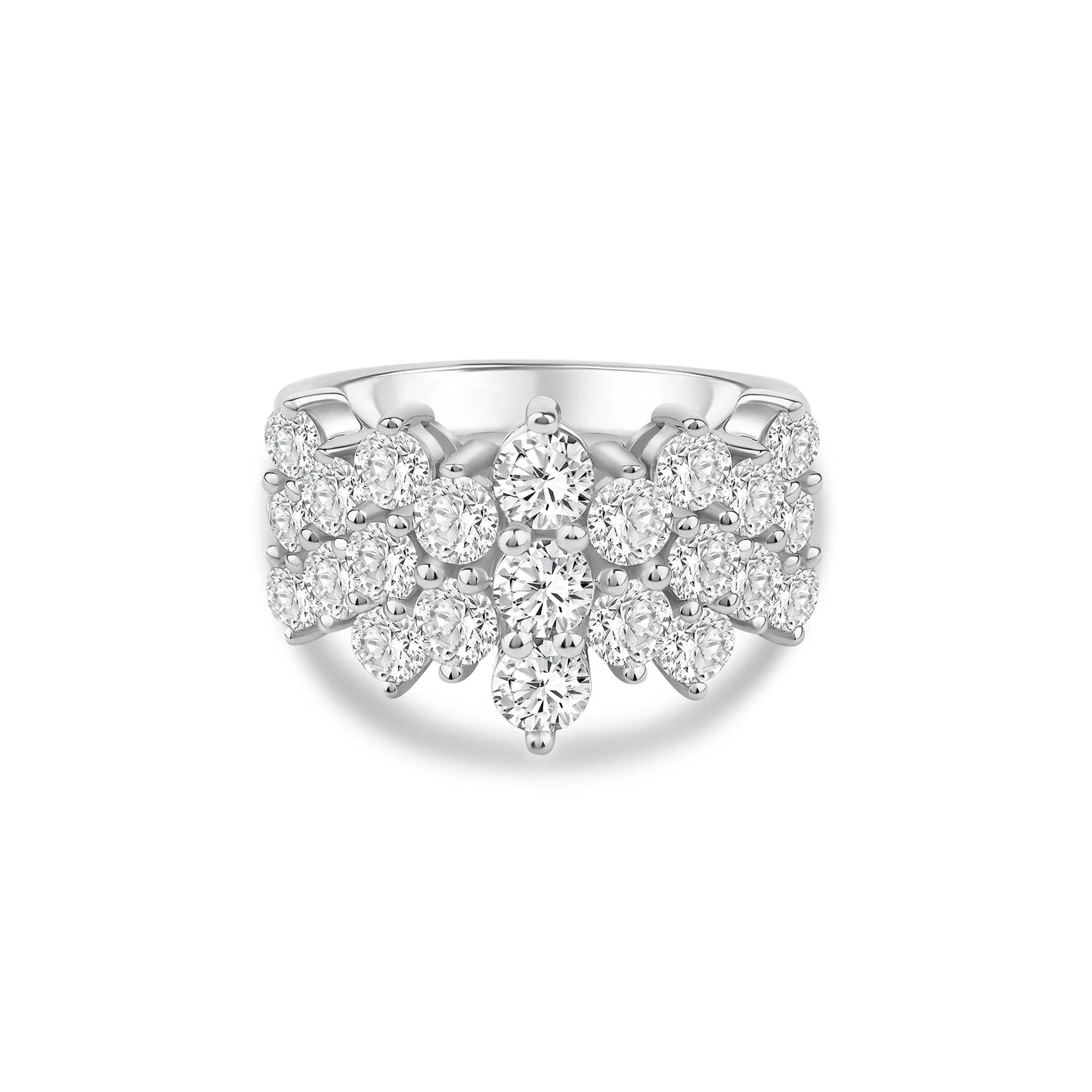 3 CT. Tw. Lab Grown Diamond Multi-Row Band Ring 10K White Gold Size 6.5 3mm