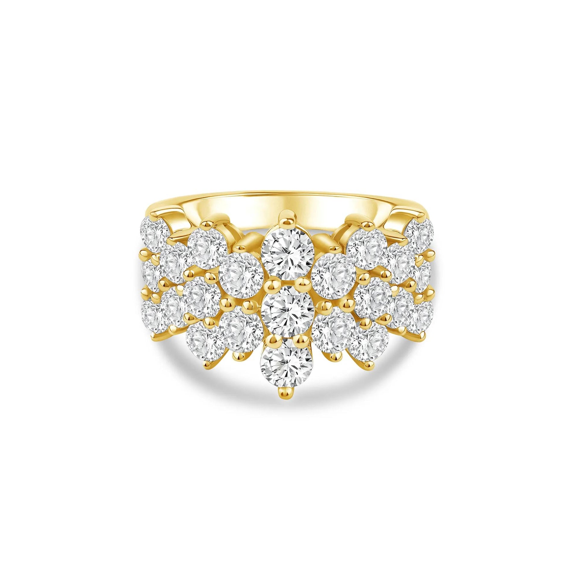 3 CT. Tw. Lab Grown Diamond Multi-Row Band Ring 10K Yellow Gold Size 6.5 3mm