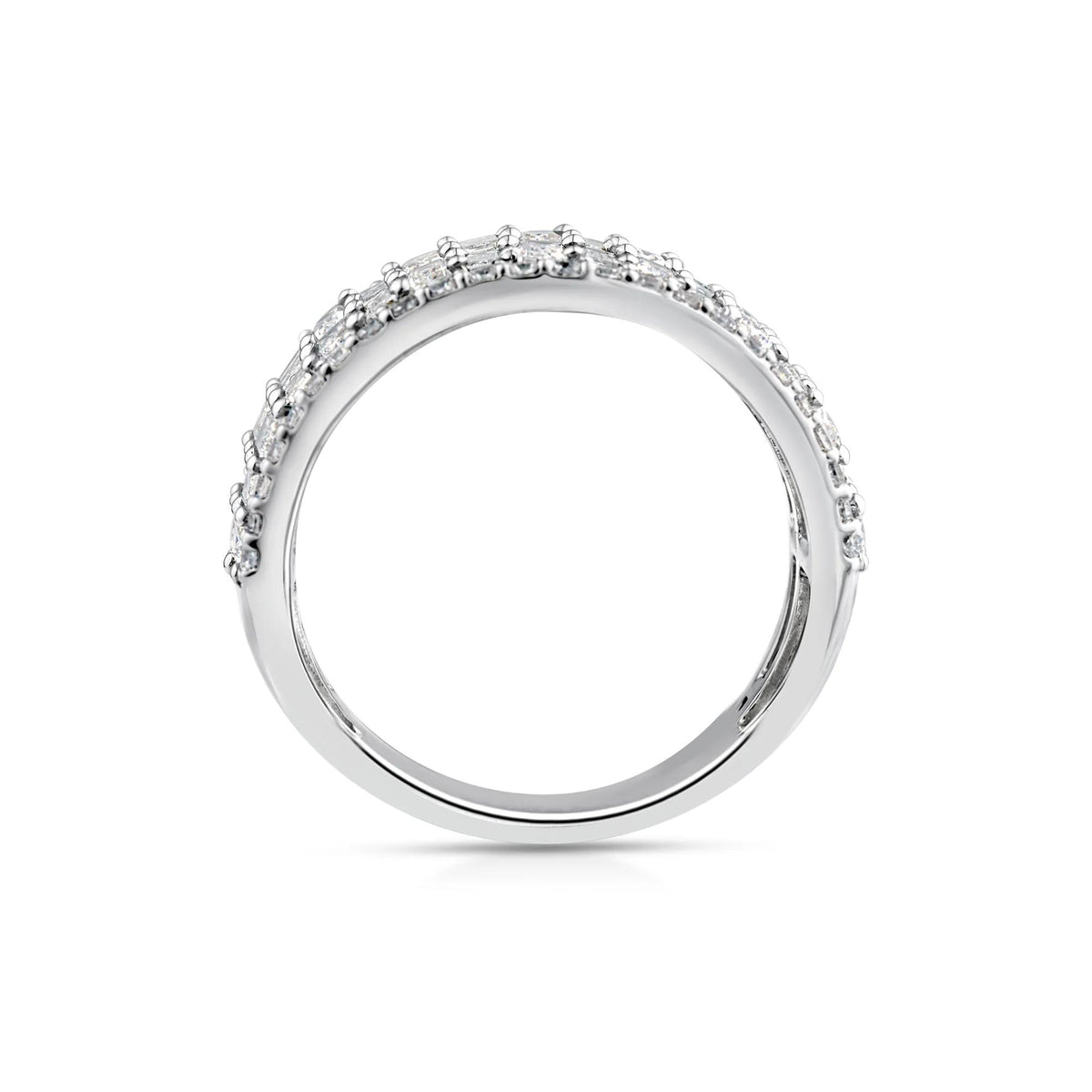 3 CT. Tw. Lab Grown Diamond Multi-Row Band Ring 10K White Gold Round Brilliant Cut Size 8.5