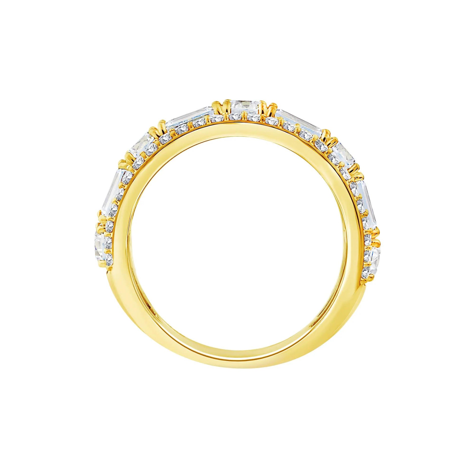 3 CT. Tw. Lab Grown Diamond Multi-Row Emerald-Cut Anniversary Band Ring 10K Yellow Gold Size 6.5 2.5mm