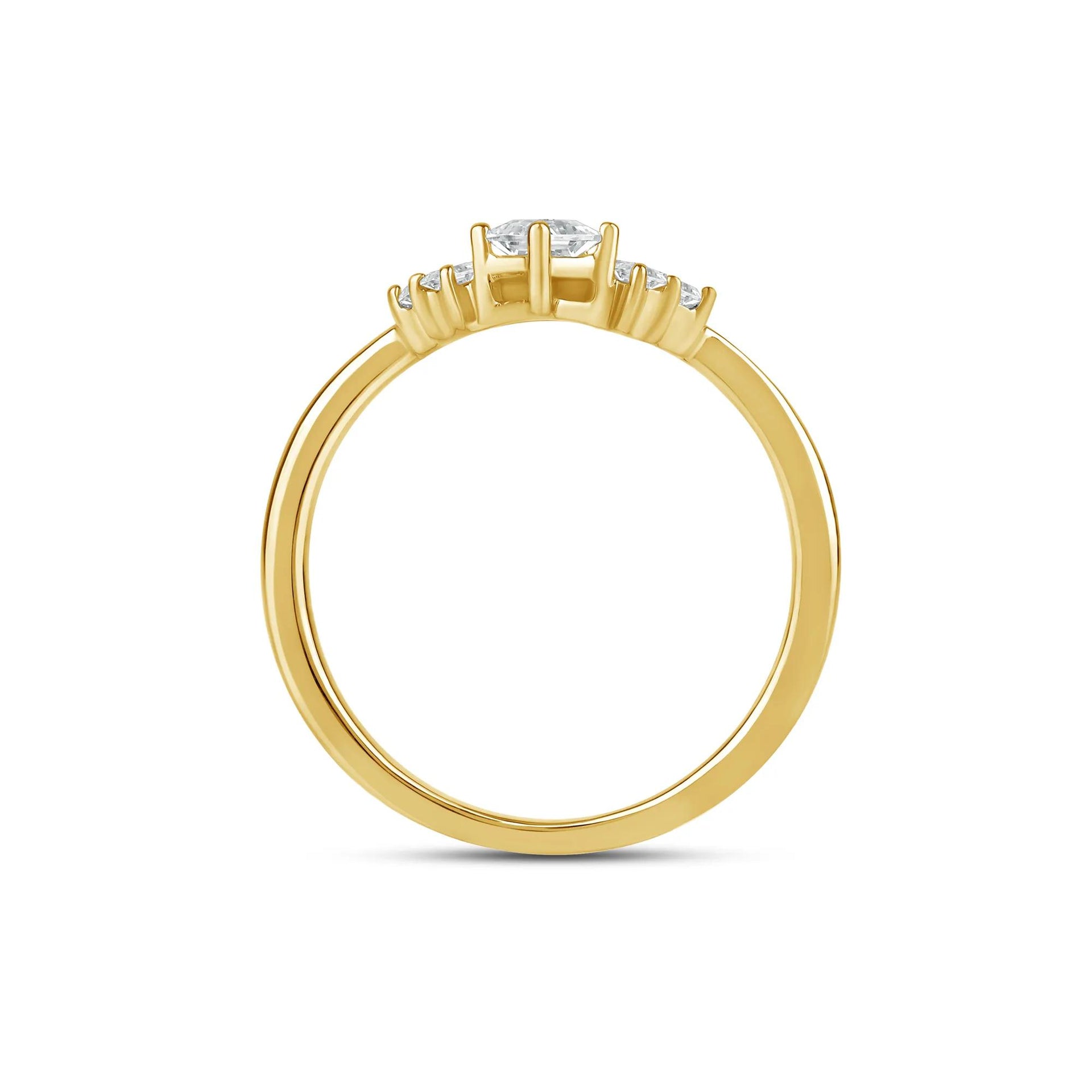 3/8 CT. Tw. Lab Grown Diamond Multi-Shape Contour Ring 14K Gold Round Brilliant Cut Yellow Size 6 2mm