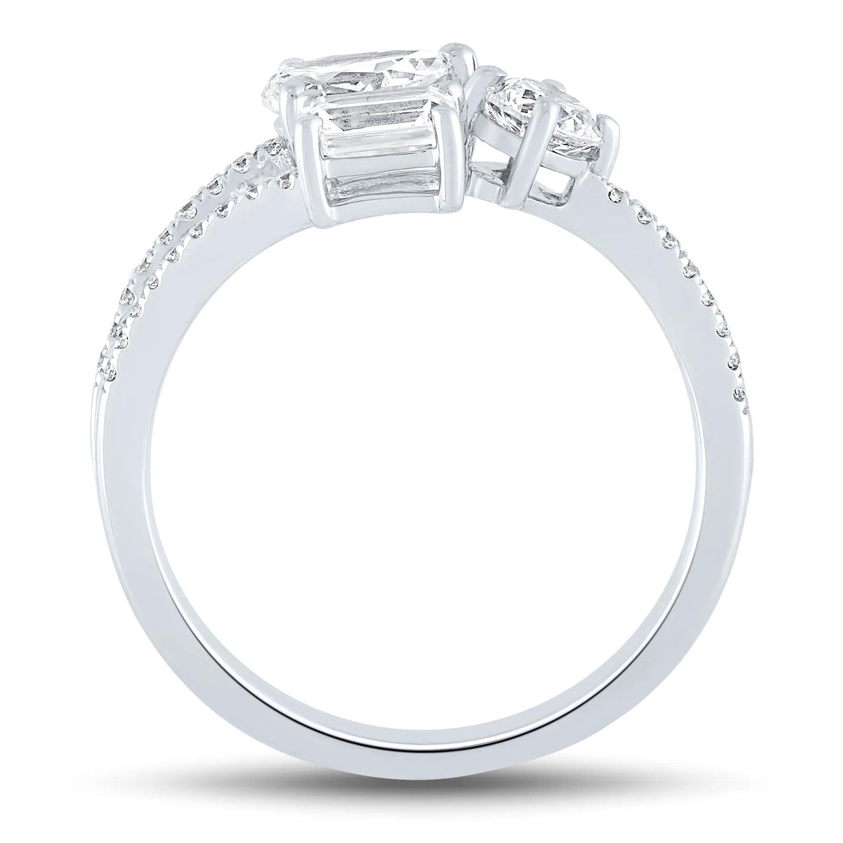 1 CT. Tw. Lab Grown Diamond Multi-Shape Ring 10K White Gold Round Brilliant Cut Size 7.5 1mm