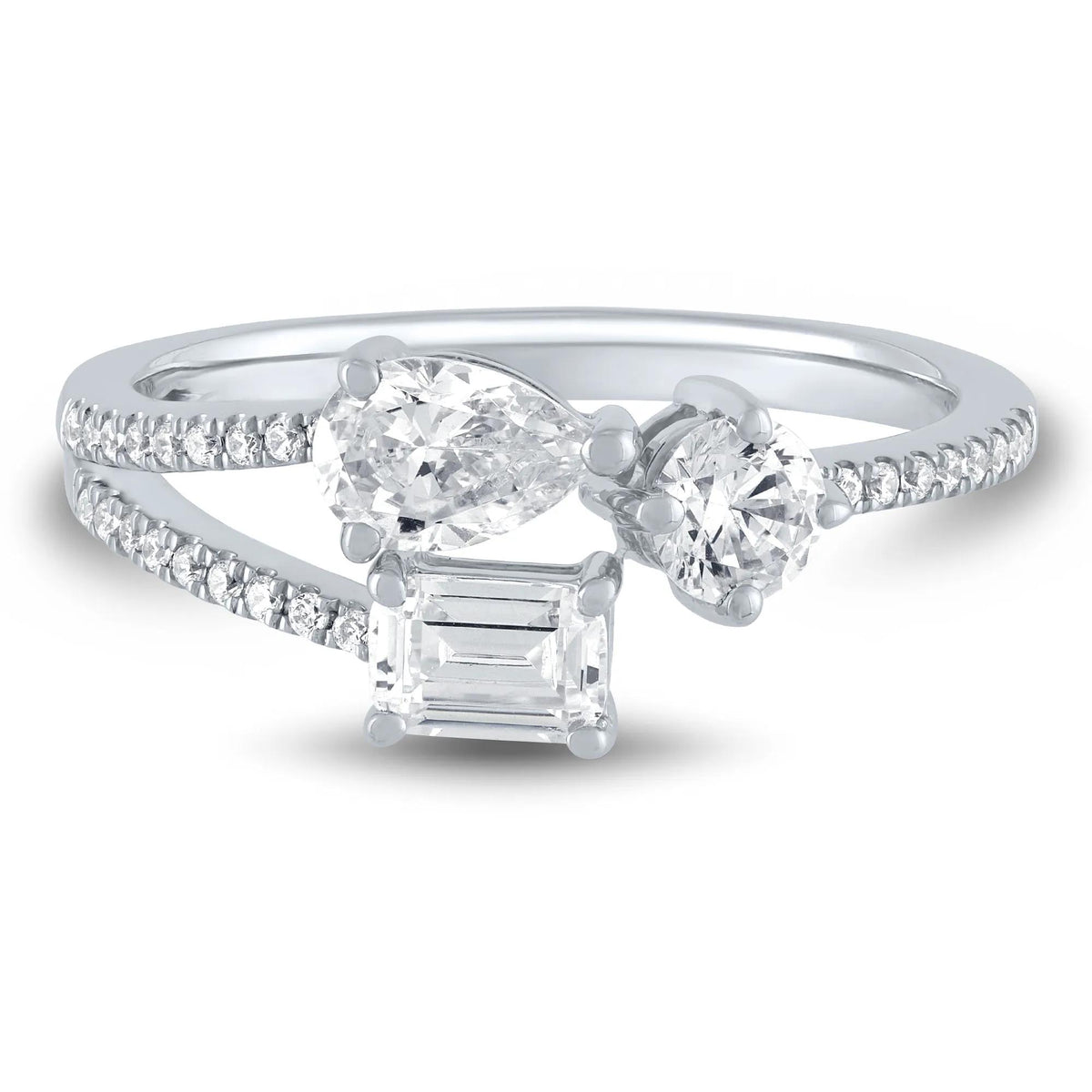 1 CT. Tw. Lab Grown Diamond Multi-Shape Ring 10K White Gold Round Brilliant Cut Size 7.5 1mm
