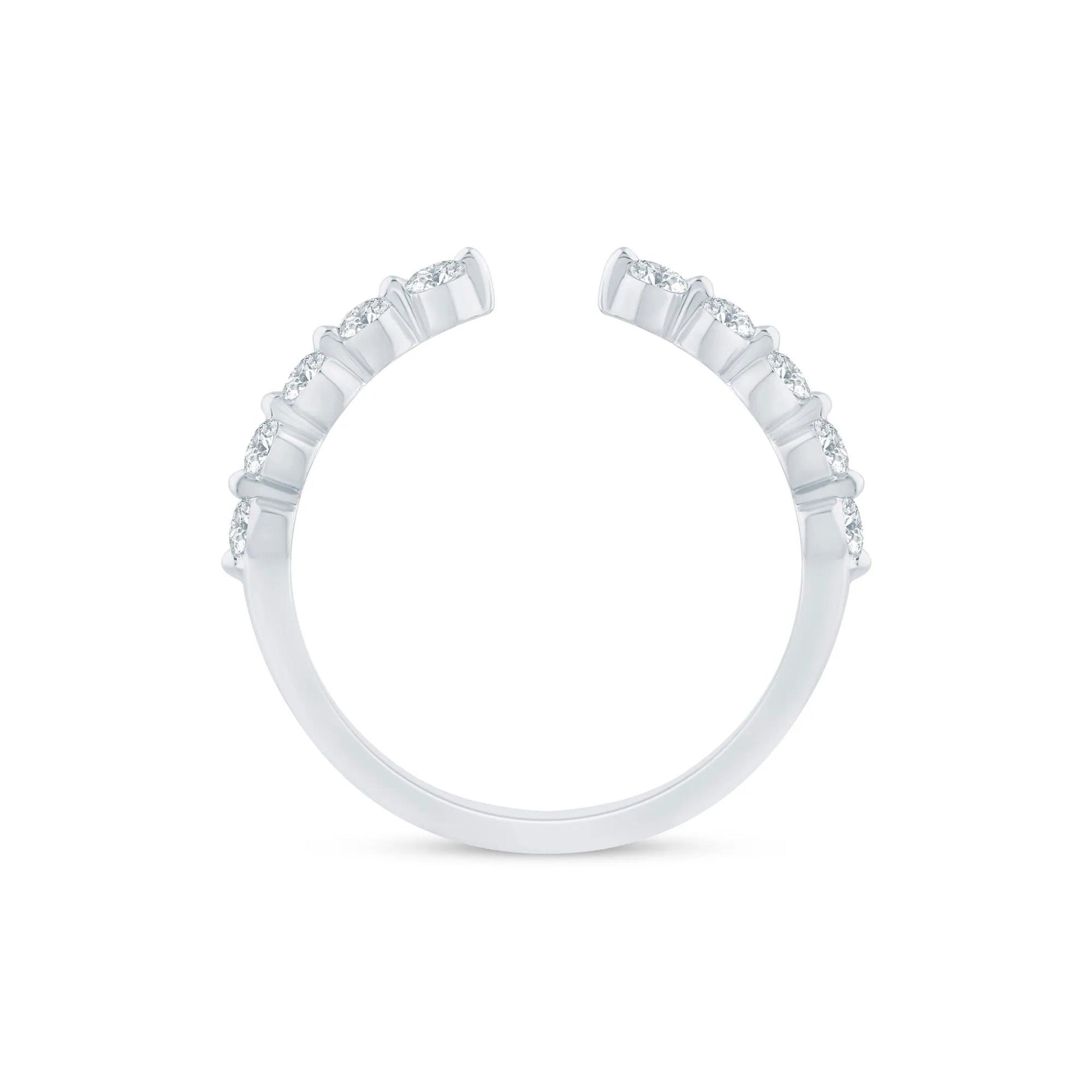 1/3 CT. Tw. Lab Grown Diamond Open Anniversary Band Ring 14K White Gold Round Brilliant Cut Size 6.5 1.5mm