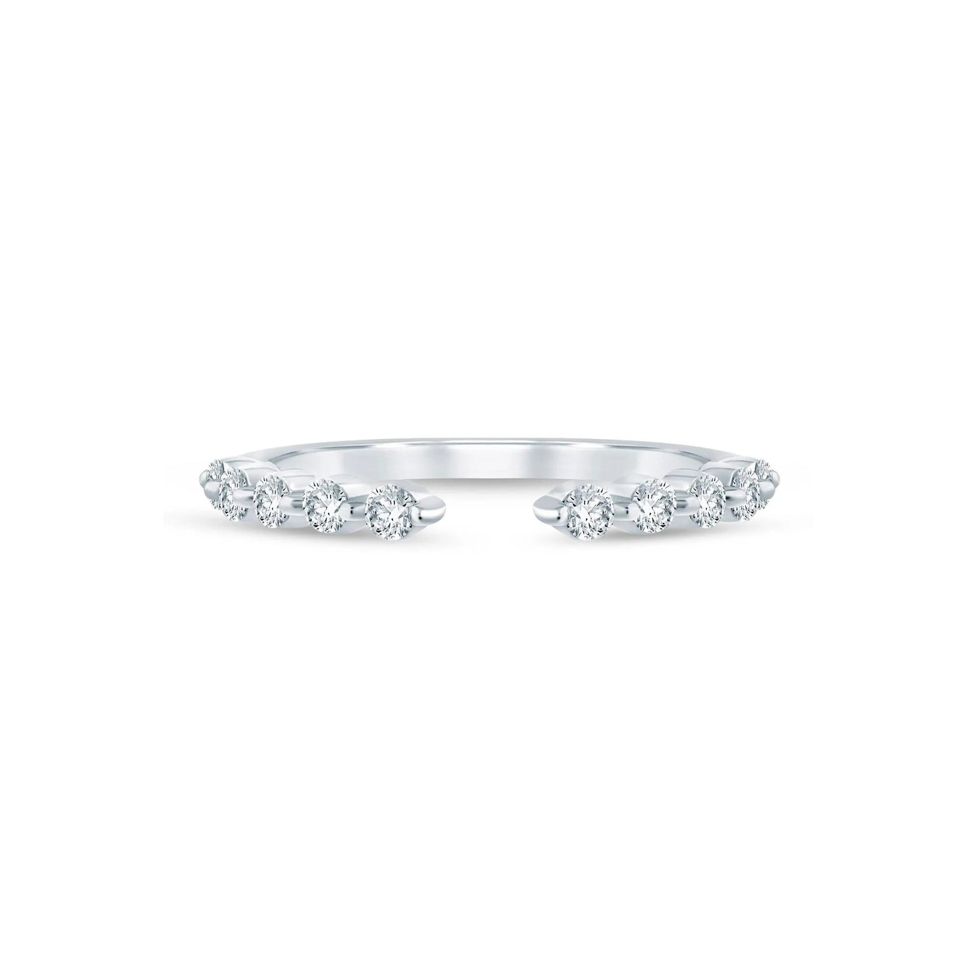 1/3 CT. Tw. Lab Grown Diamond Open Anniversary Band Ring 14K White Gold Round Brilliant Cut Size 6.5 1.5mm