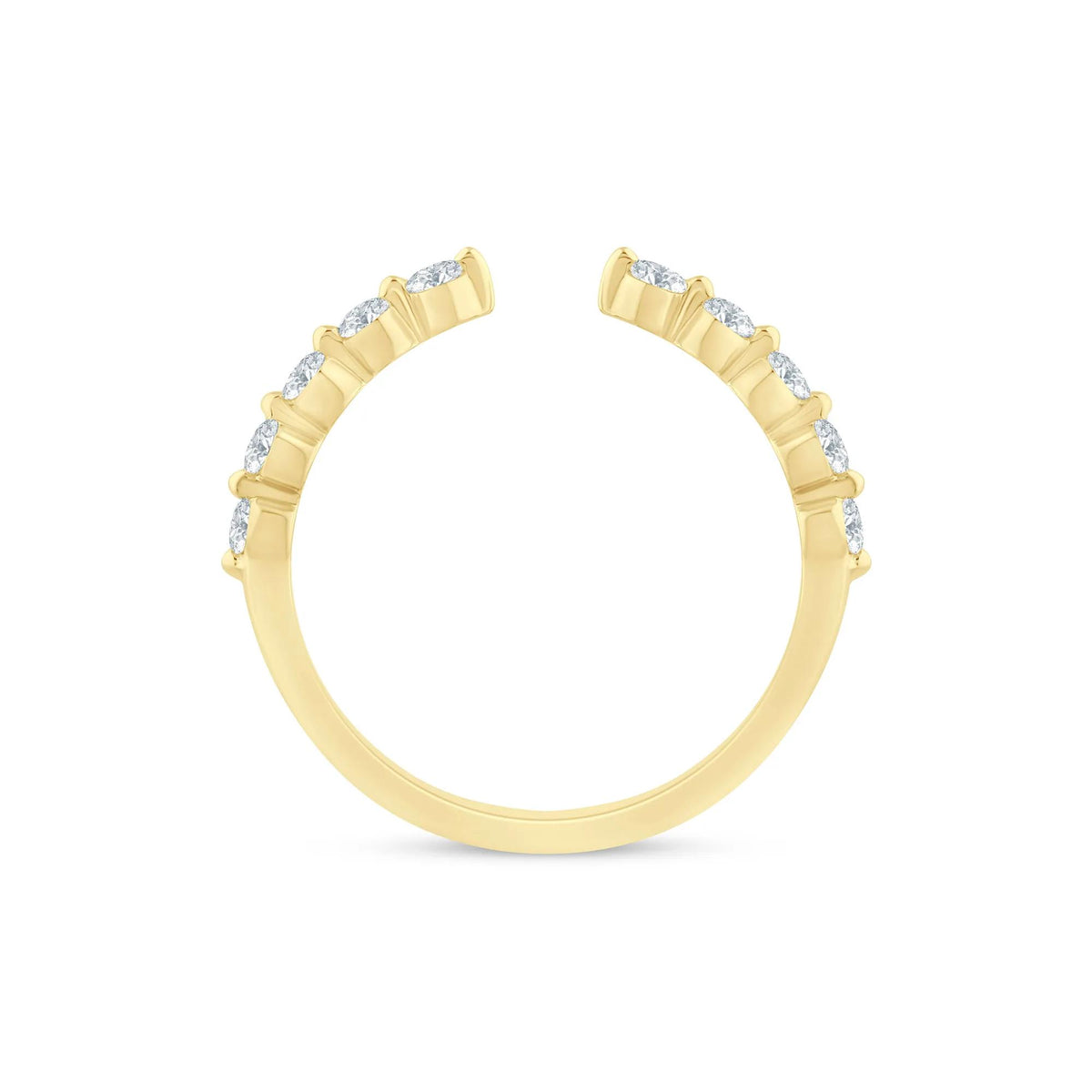 1/3 CT. Tw. Lab Grown Diamond Open Anniversary Band Ring 14K Yellow Gold Round Brilliant Cut Size 6.5 1.5mm