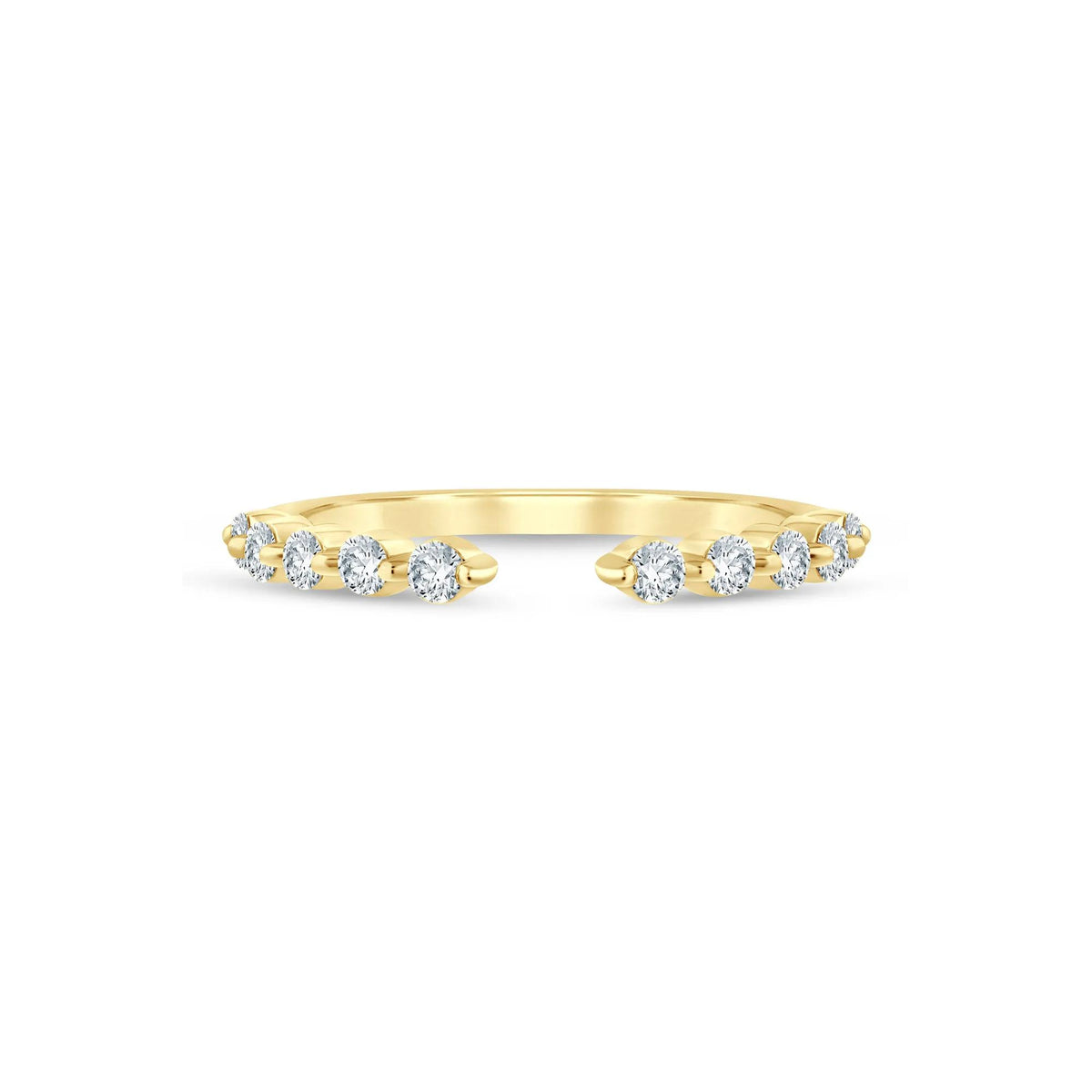 1/3 CT. Tw. Lab Grown Diamond Open Anniversary Band Ring 14K Yellow Gold Round Brilliant Cut Size 6.5 1.5mm
