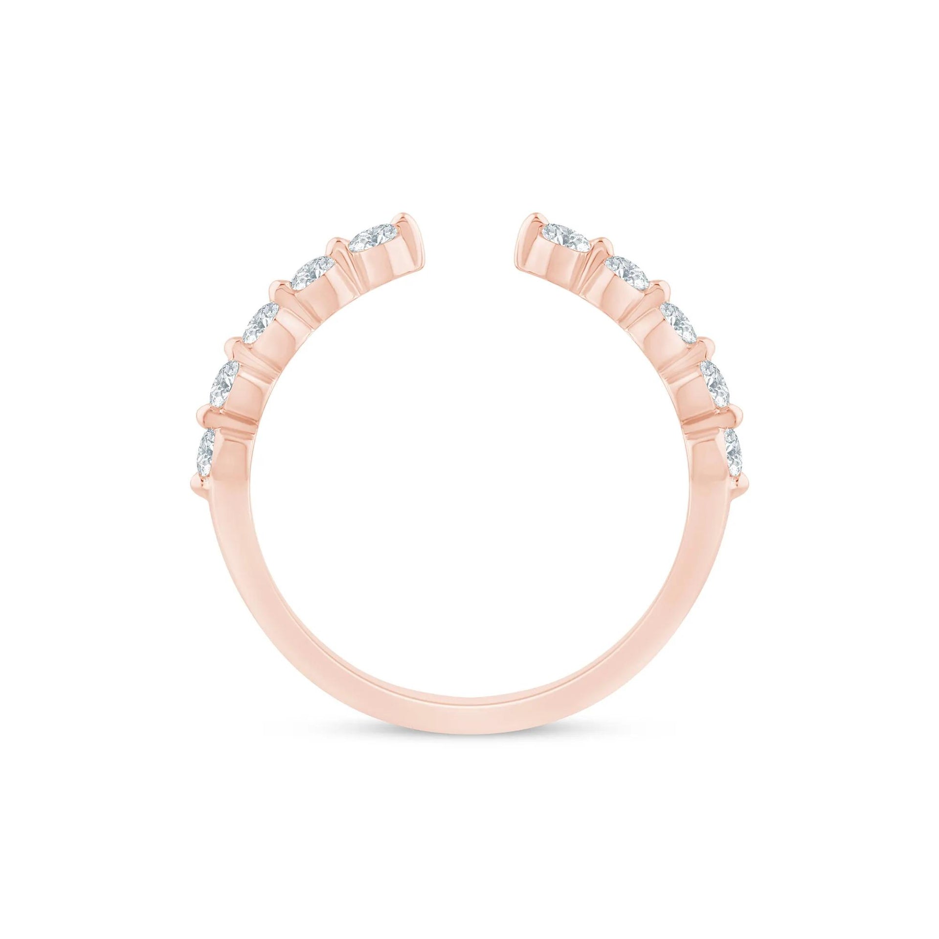 1/3 CT. Tw. Lab Grown Diamond Open Anniversary Band Ring 14K Rose Gold Round Brilliant Cut Size 6.5 1.5mm