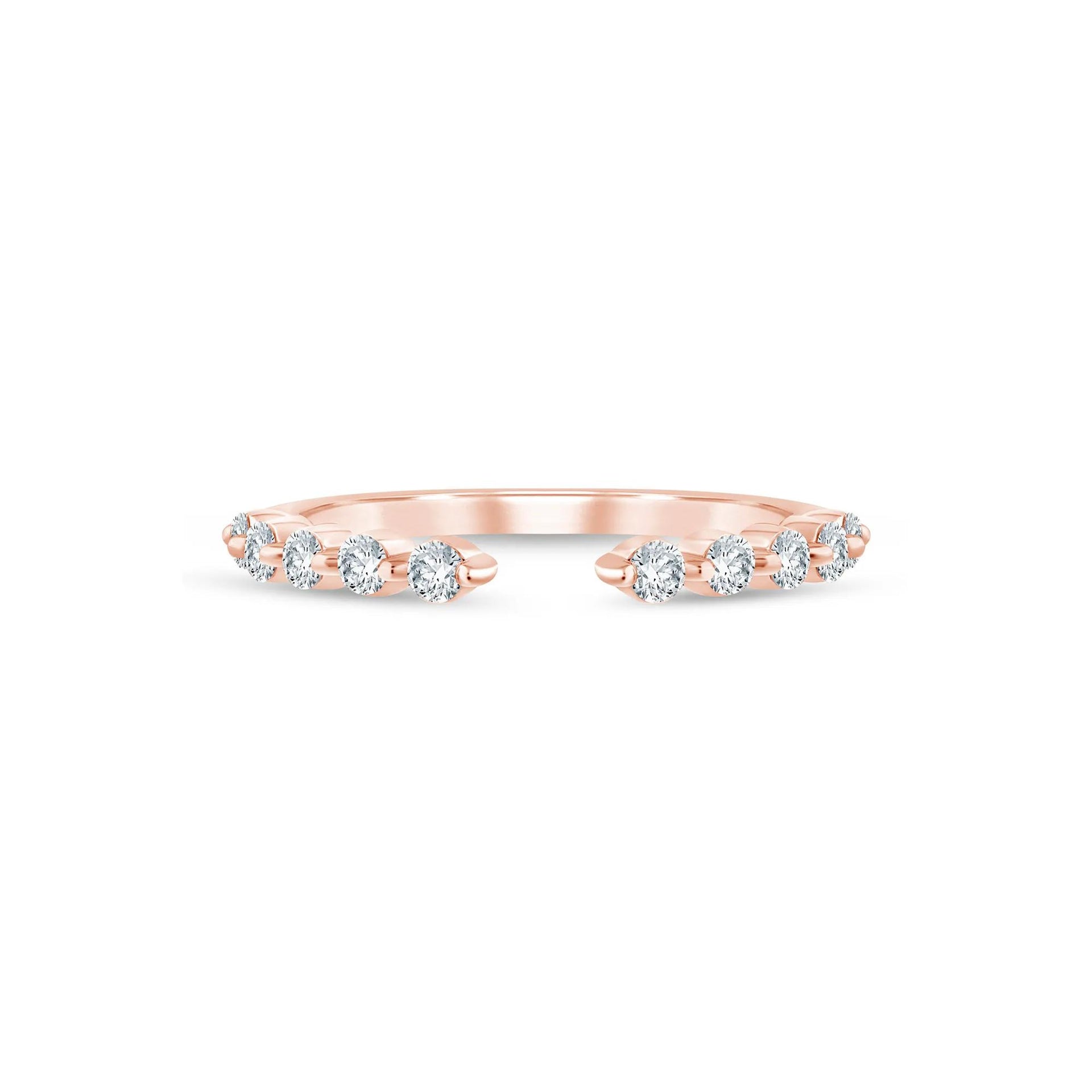 1/3 CT. Tw. Lab Grown Diamond Open Anniversary Band Ring 14K Rose Gold Round Brilliant Cut Size 6.5 1.5mm