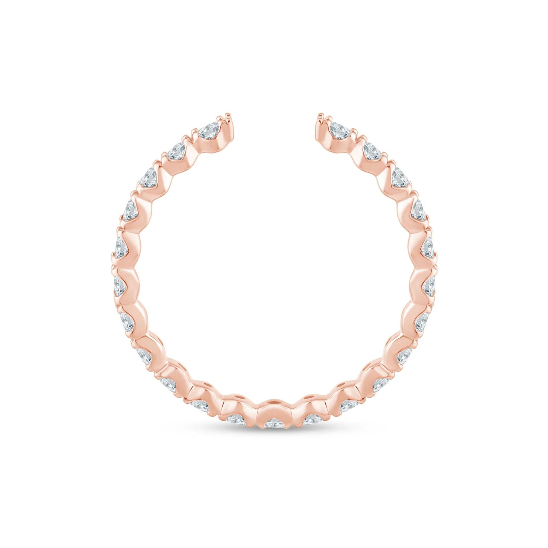 5/8 CT. Tw. Lab Grown Diamond Open Anniversary Band Ring 14K Rose Gold Round Brilliant Cut Size 5 2mm