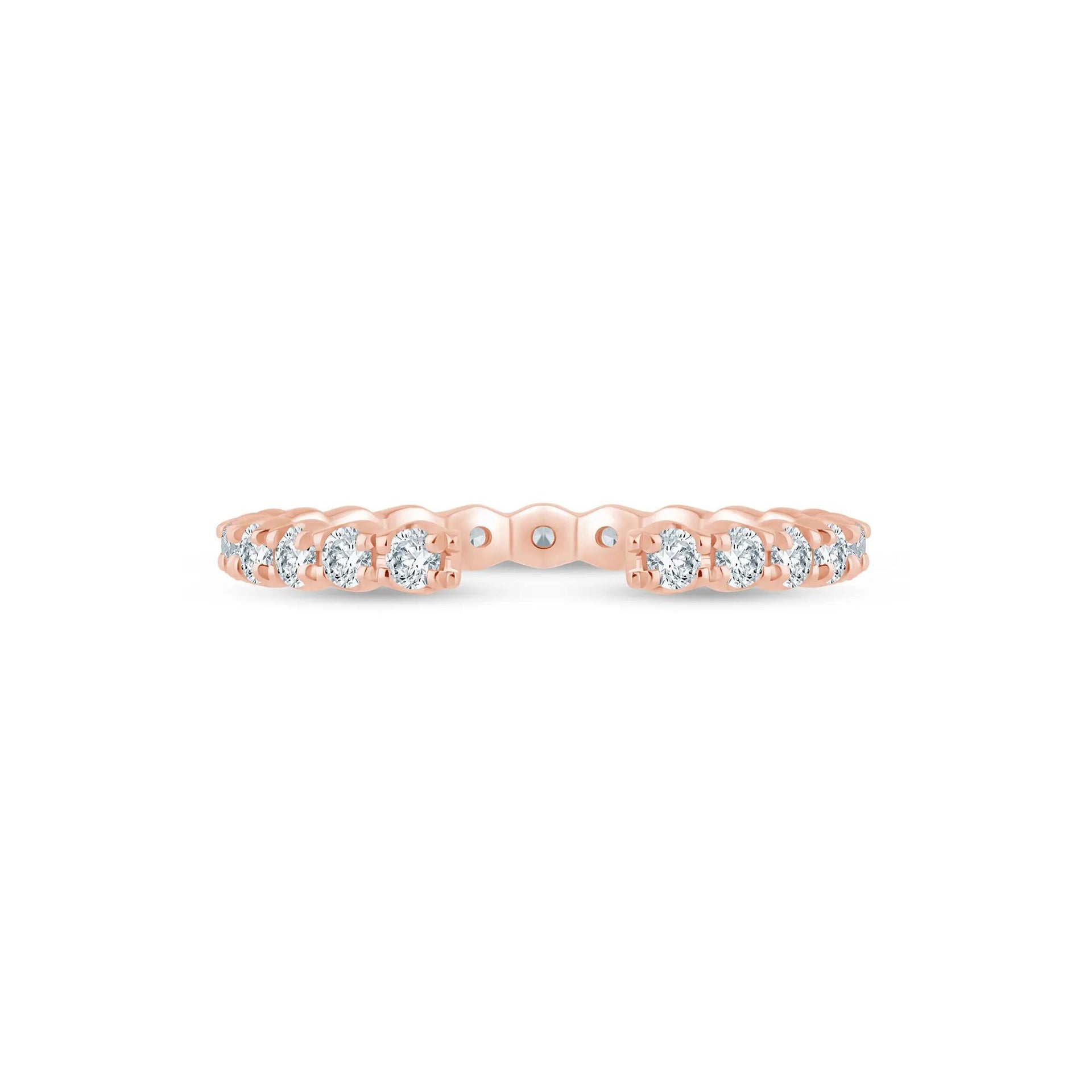5/8 CT. Tw. Lab Grown Diamond Open Anniversary Band Ring 14K Rose Gold Round Brilliant Cut Size 5 2mm