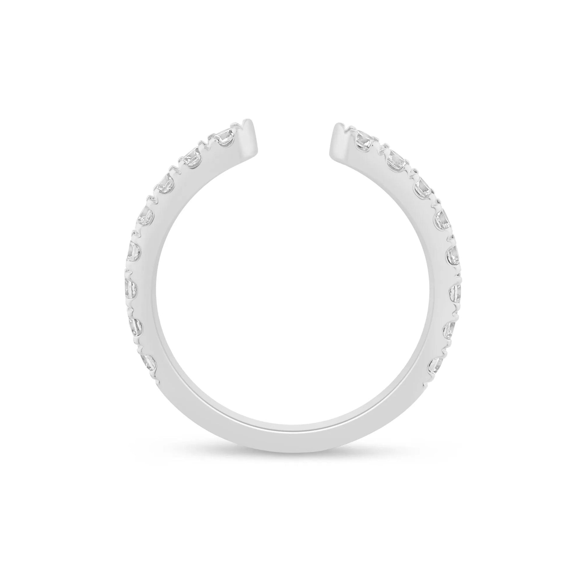 5/8 CT. Tw. Lab Grown Diamond Open Band Ring 14K White Gold Round Brilliant Cut Size 9 2.5mm