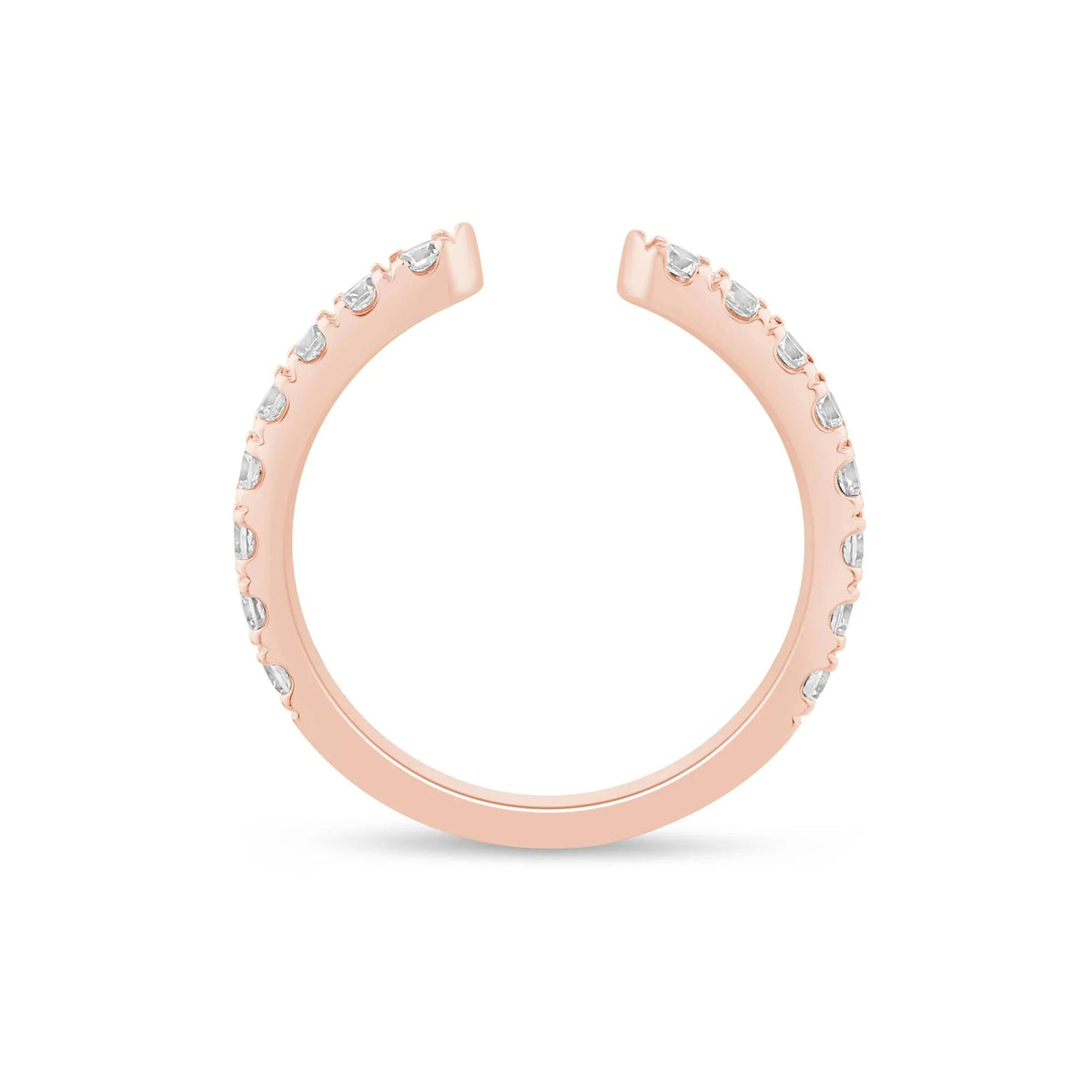 5/8 CT. Tw. Lab Grown Diamond Open Anniversary Band Ring 10K Rose Gold Round Brilliant Cut Size 9 2.5mm