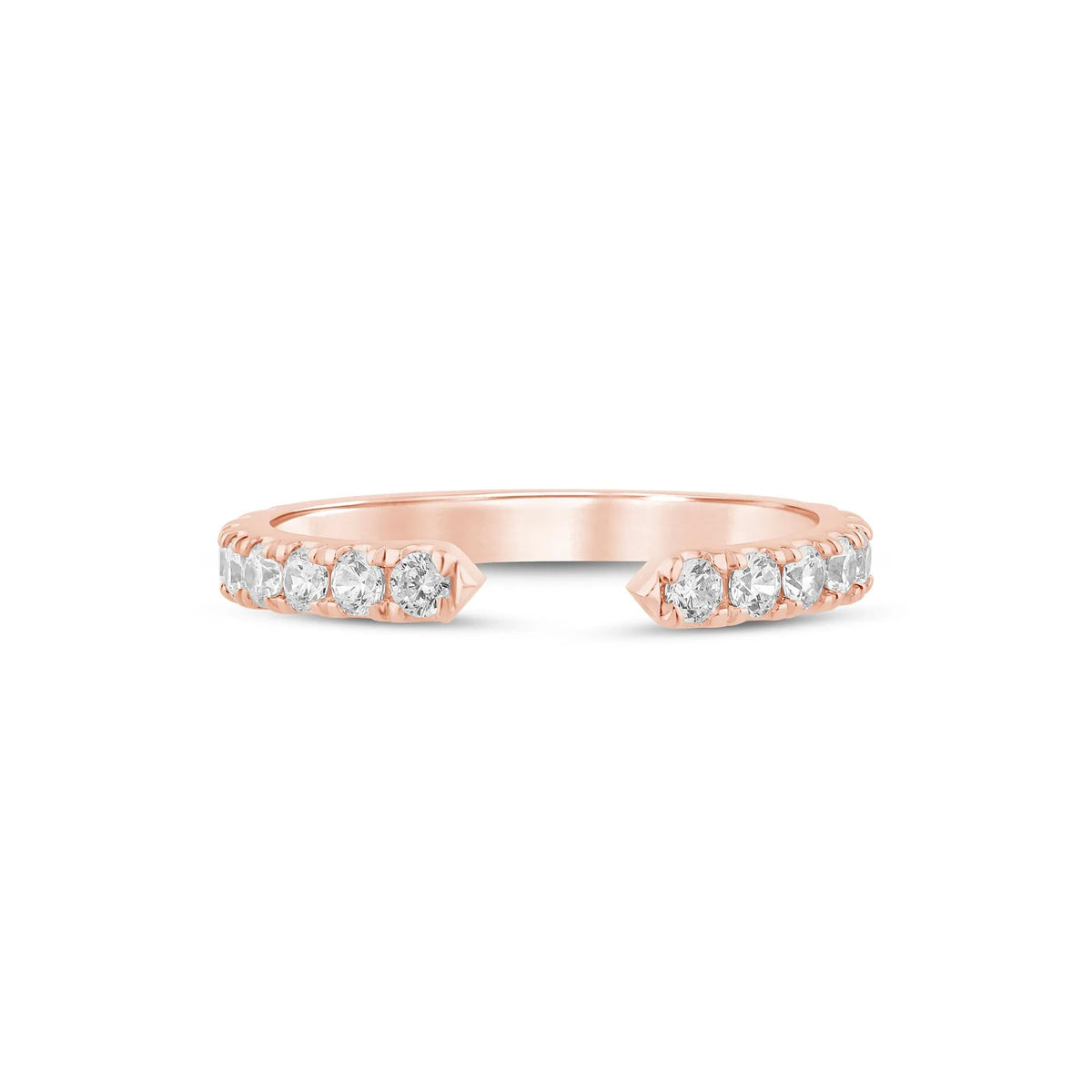 5/8 CT. Tw. Lab Grown Diamond Open Anniversary Band Ring 10K Rose Gold Round Brilliant Cut Size 9 2.5mm
