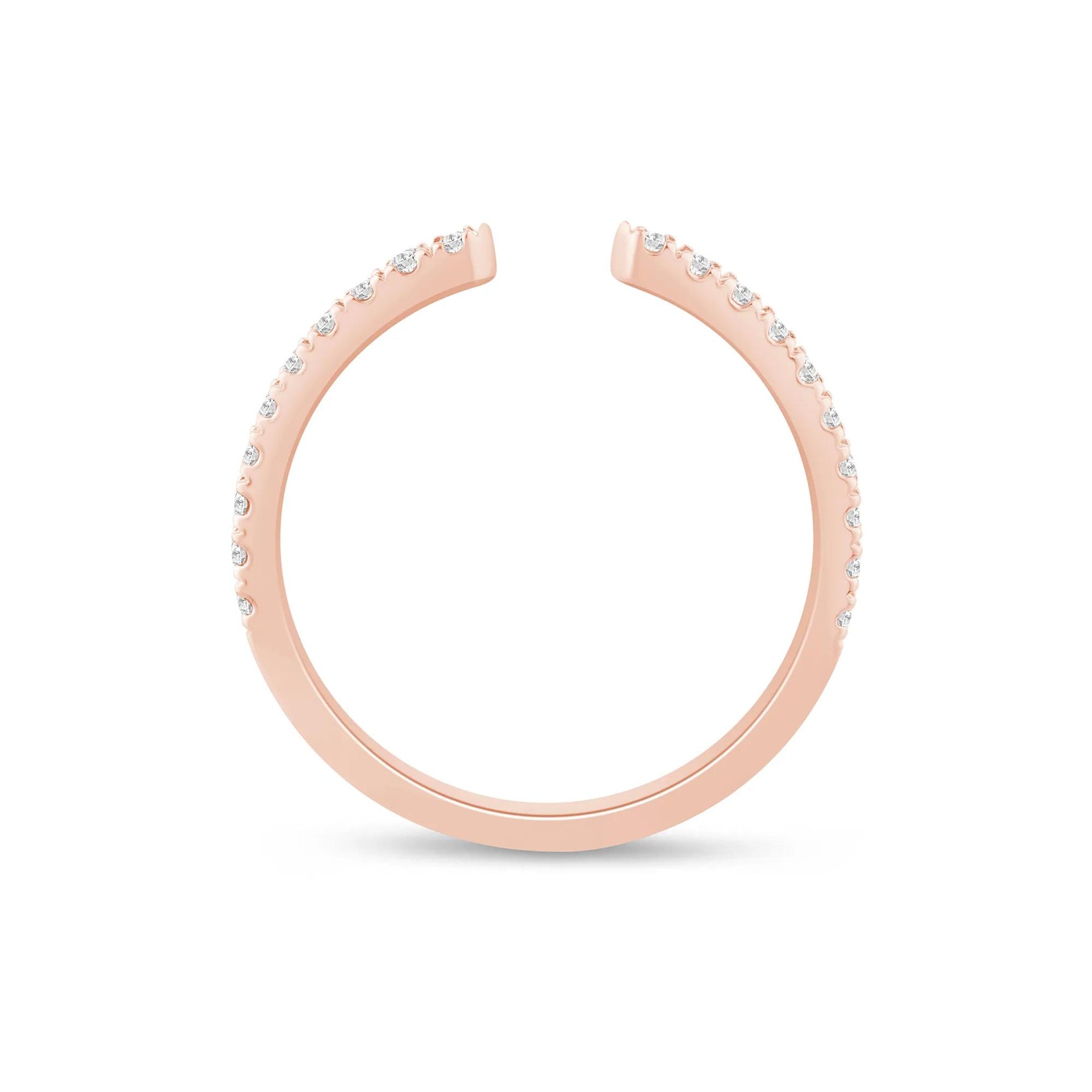 1/4 CT. Tw. Lab Grown Diamond Open Band Ring 14K Rose Gold Round Brilliant Cut Size 6.5 1mm